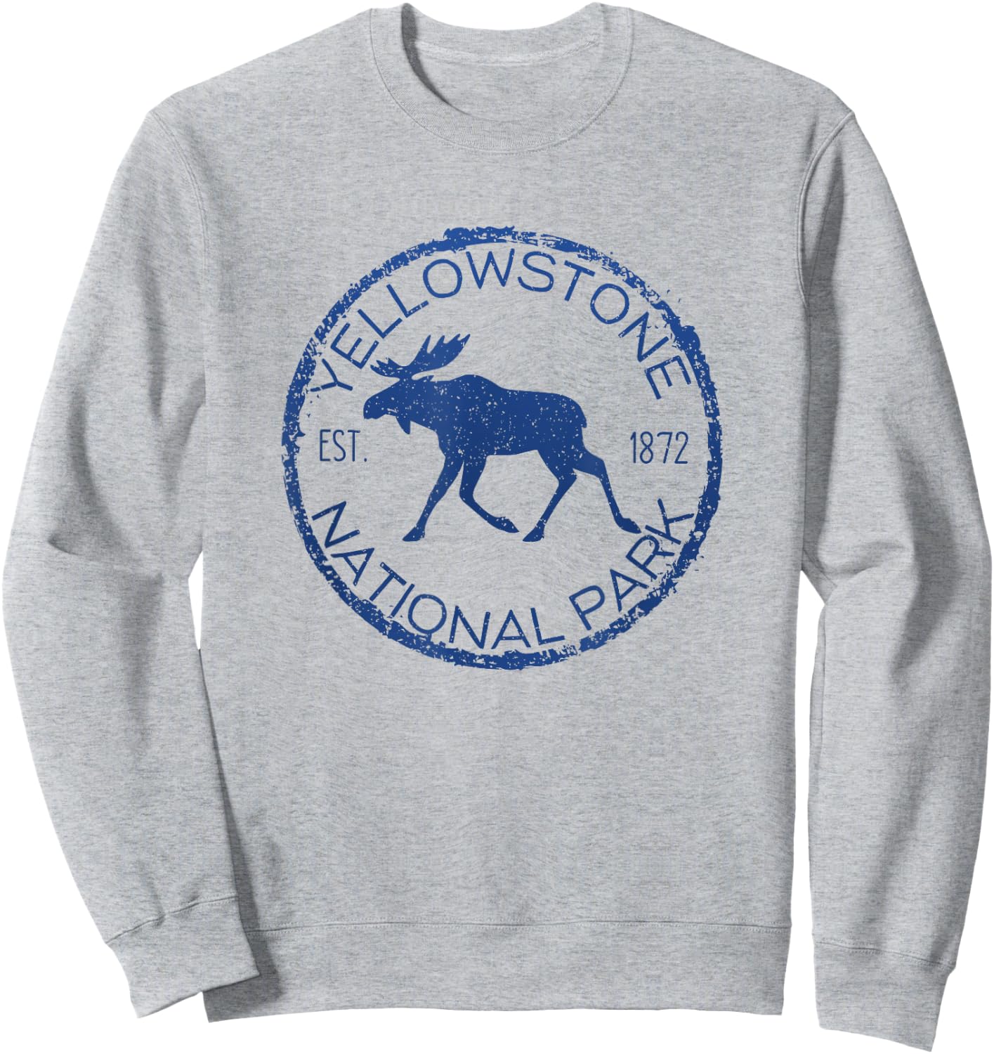 Moose Design Yellowstone National Park Souvenir Hiker's Sweatshirt - Sweatshirt | Ash