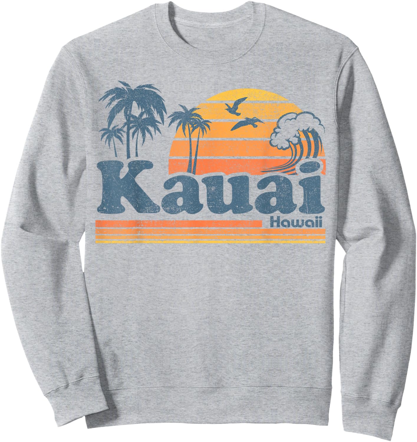 Kauai Hawaii Vintage Beach Summer Surfing 70s Retro Hawaiian Sweatshirt - Sweatshirt | Ash
