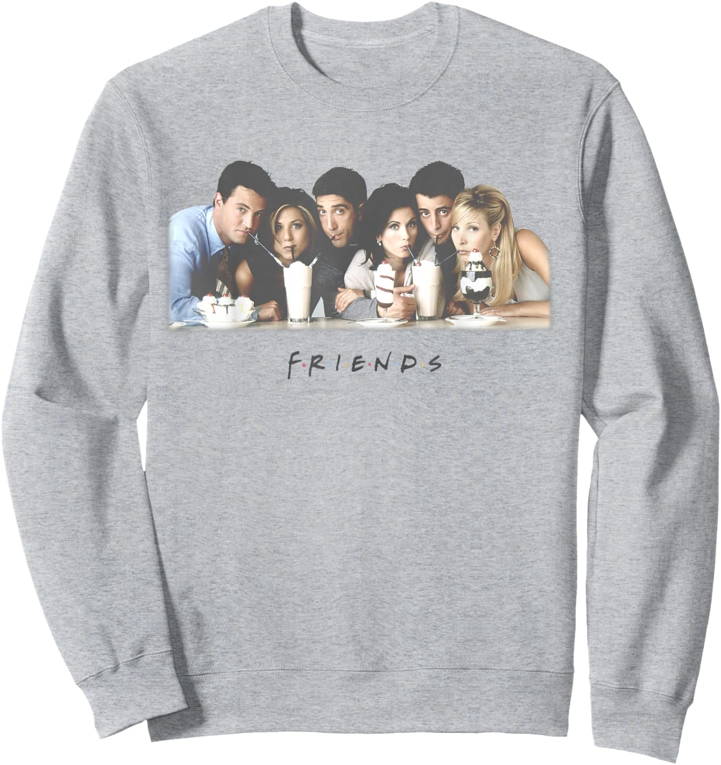 Friends Group Shot Milkshake Logo Sweatshirt - Sweatshirt | Ash