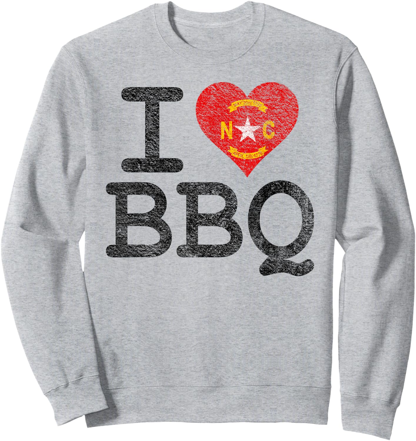 I Love North Carolina Bbq I Heart Nc Barbecue Sauce Smoker Sweatshirt - Sweatshirt | Ash
