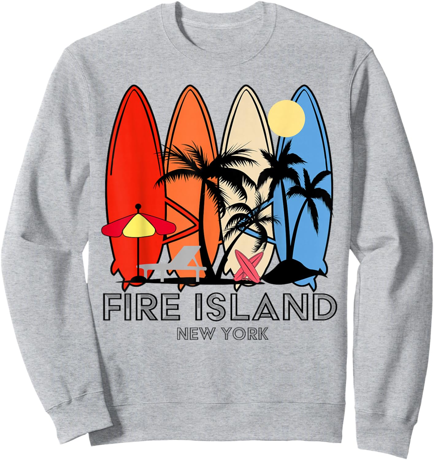Fire Island New York Retro Surfer Vintage Sweatshirt - Sweatshirt | Ash