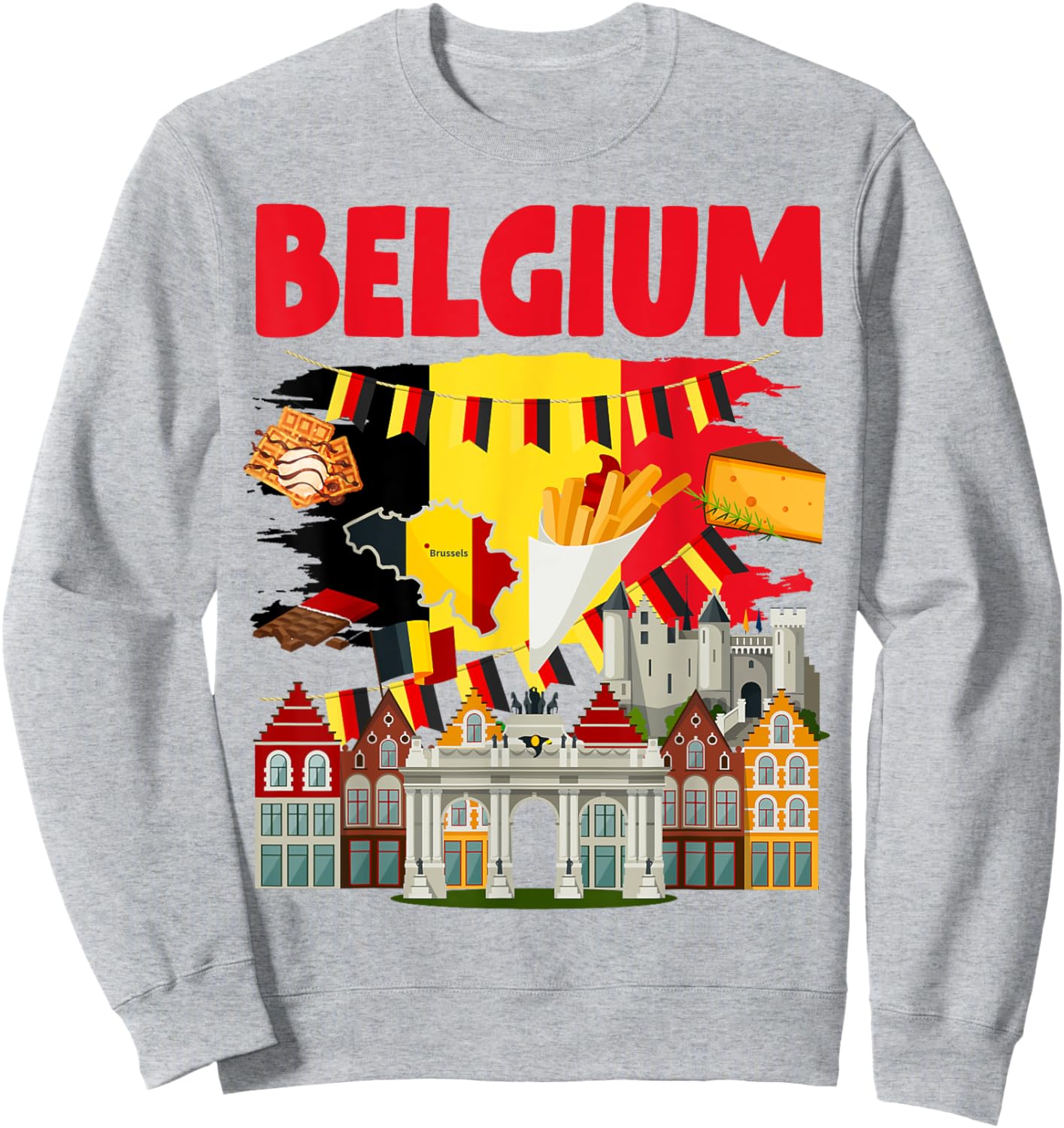 Belgium Flag Outfit Idea For Kids & Novelty Belgian Flag Sweatshirt - Sweatshirt | Ash