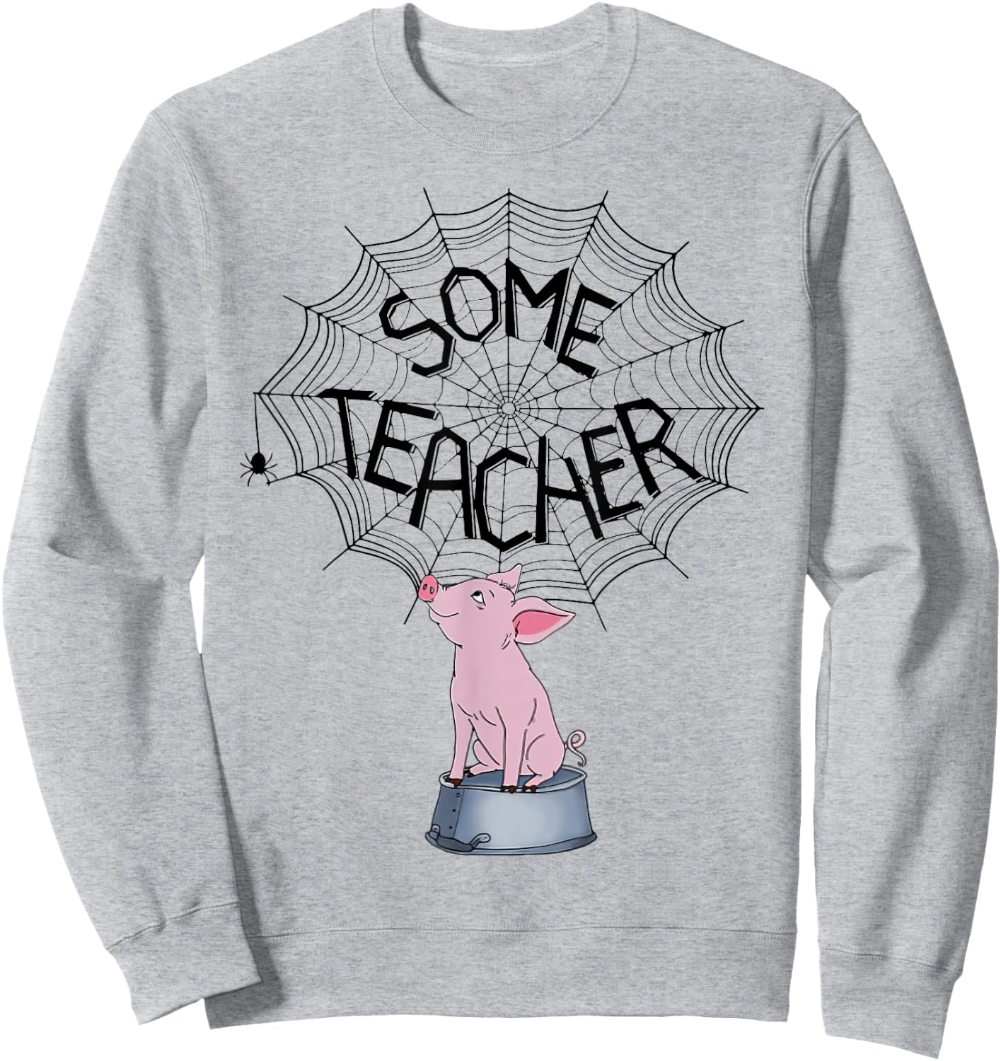 Some Teacher SpiderWeb Funny Pig Reading Books Lovers Women Sweatshirt - Sweatshirt | Ash