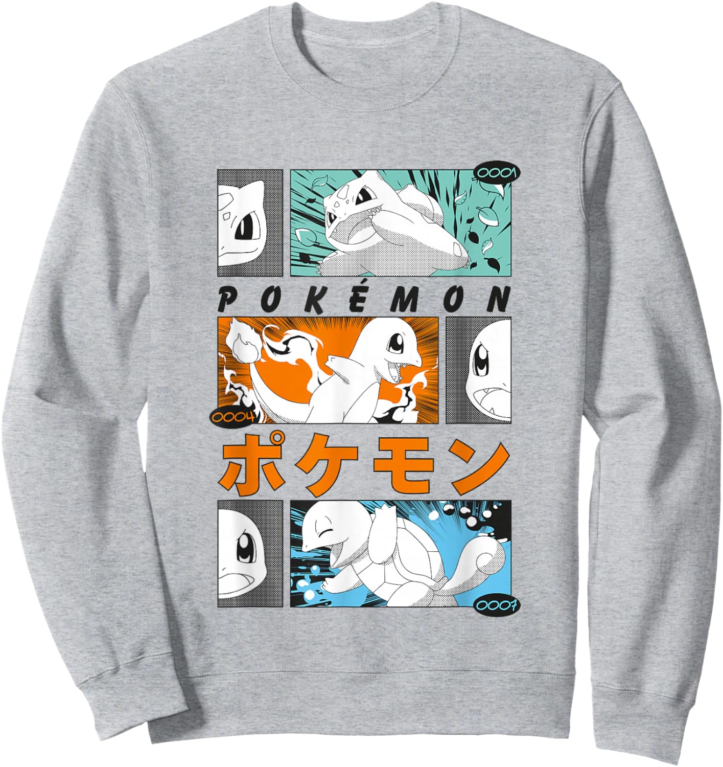 Pokémon Kanto Starters Vintage Manga Action Panels Sweatshirt - Sweatshirt | Ash