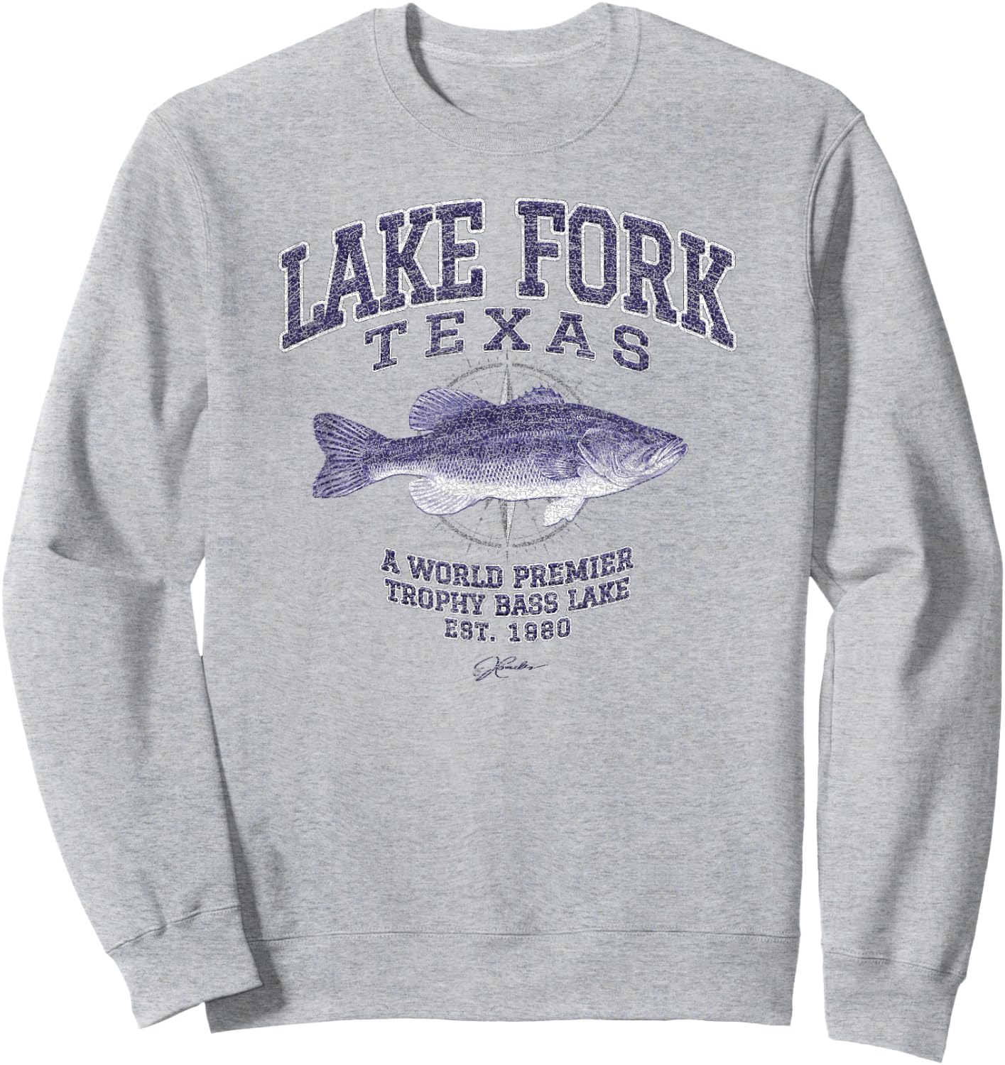 JCombs: Lake Fork, TX, with Largemouth Bass Sweatshirt - Sweatshirt | Ash