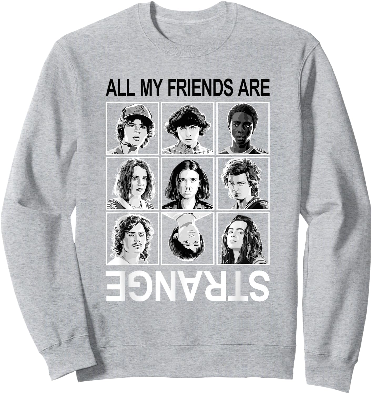Stranger Things All My Friends are Strange Group Shot Panels Sweatshirt - Sweatshirt | Ash