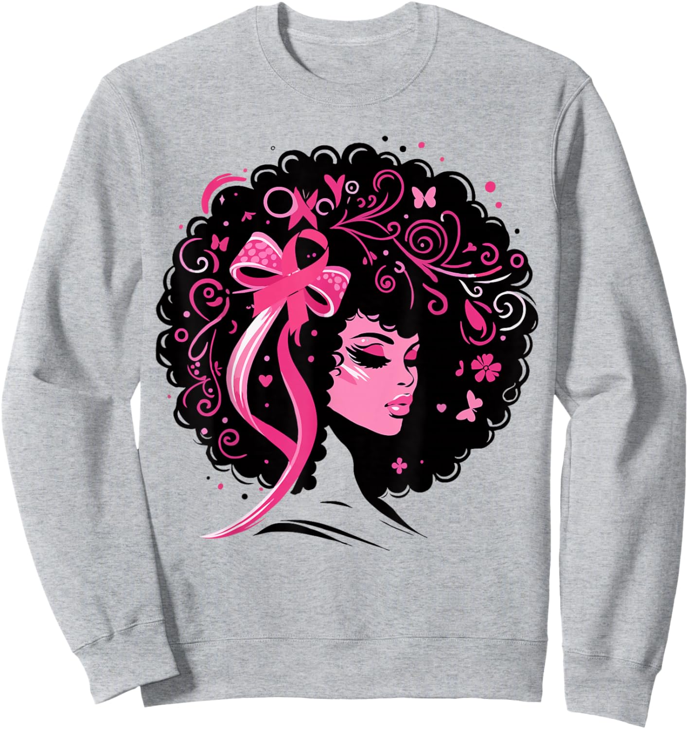 Breast Cancer Black African American Women Support Pink Sweatshirt - Sweatshirt | Ash
