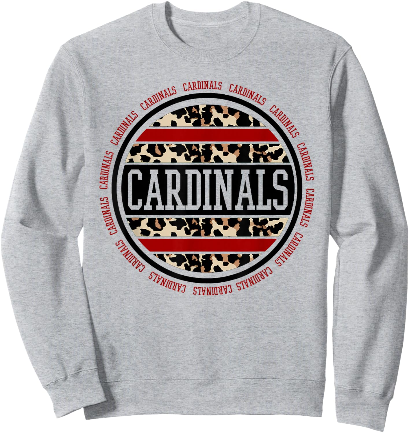 Cardinals School Spirit Leopard Print Teacher Gift Sweatshirt - Sweatshirt | Ash