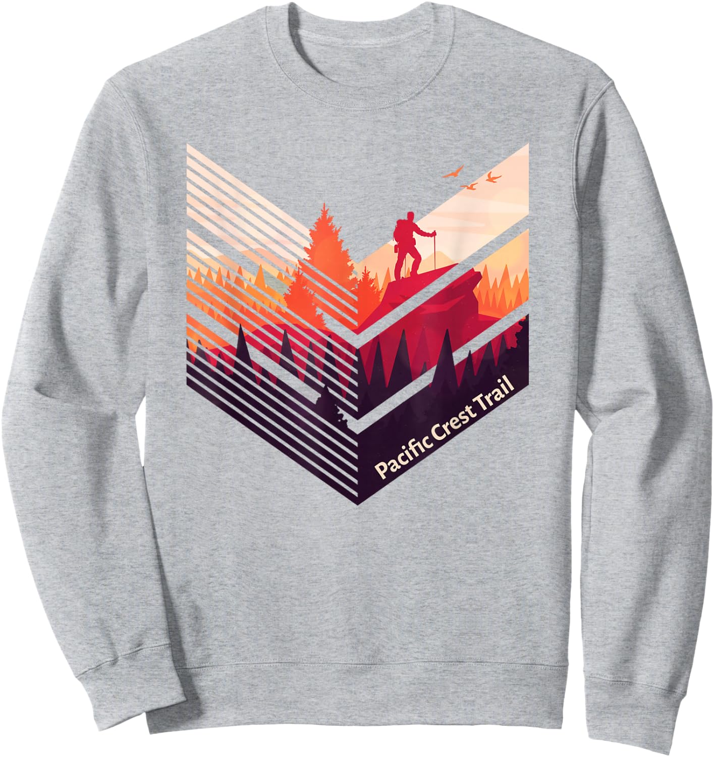 Pacific Crest Trail Backpacking Military Style Graphic Sweatshirt - Sweatshirt | Ash