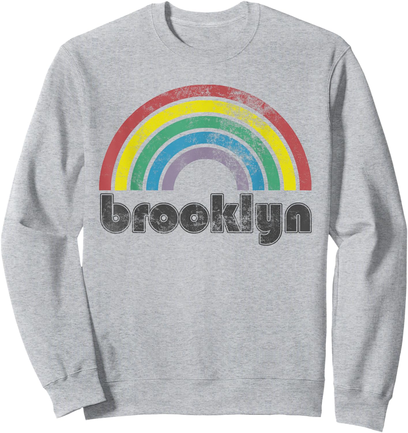 Brooklyn New York Rainbow 70's 80's Style Retro Gift Sweatshirt - Sweatshirt | Ash