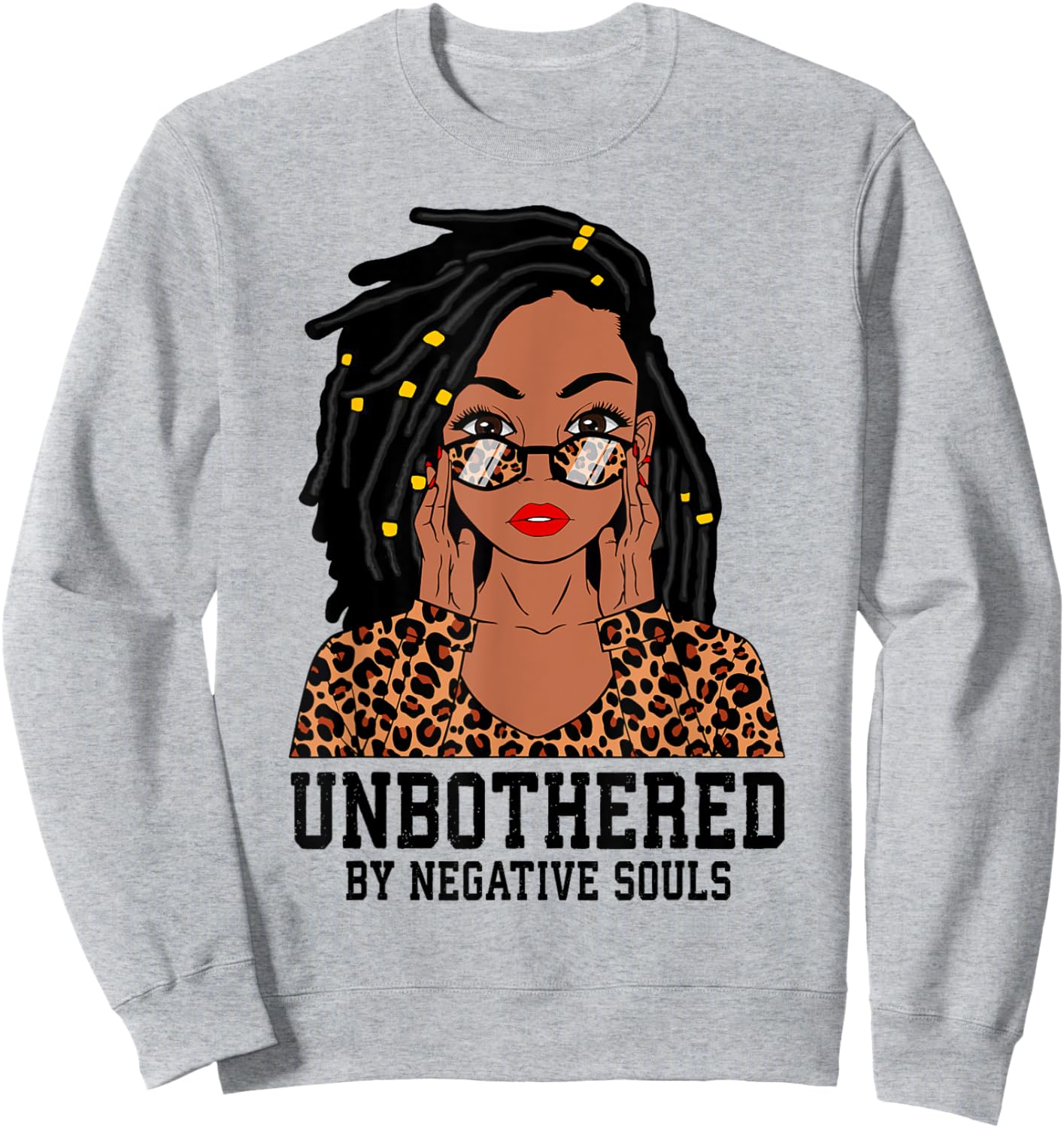 Loc'd Hair Sassy Black Woman Leopard Melanin Girl Unbothered Sweatshirt - Sweatshirt | Ash