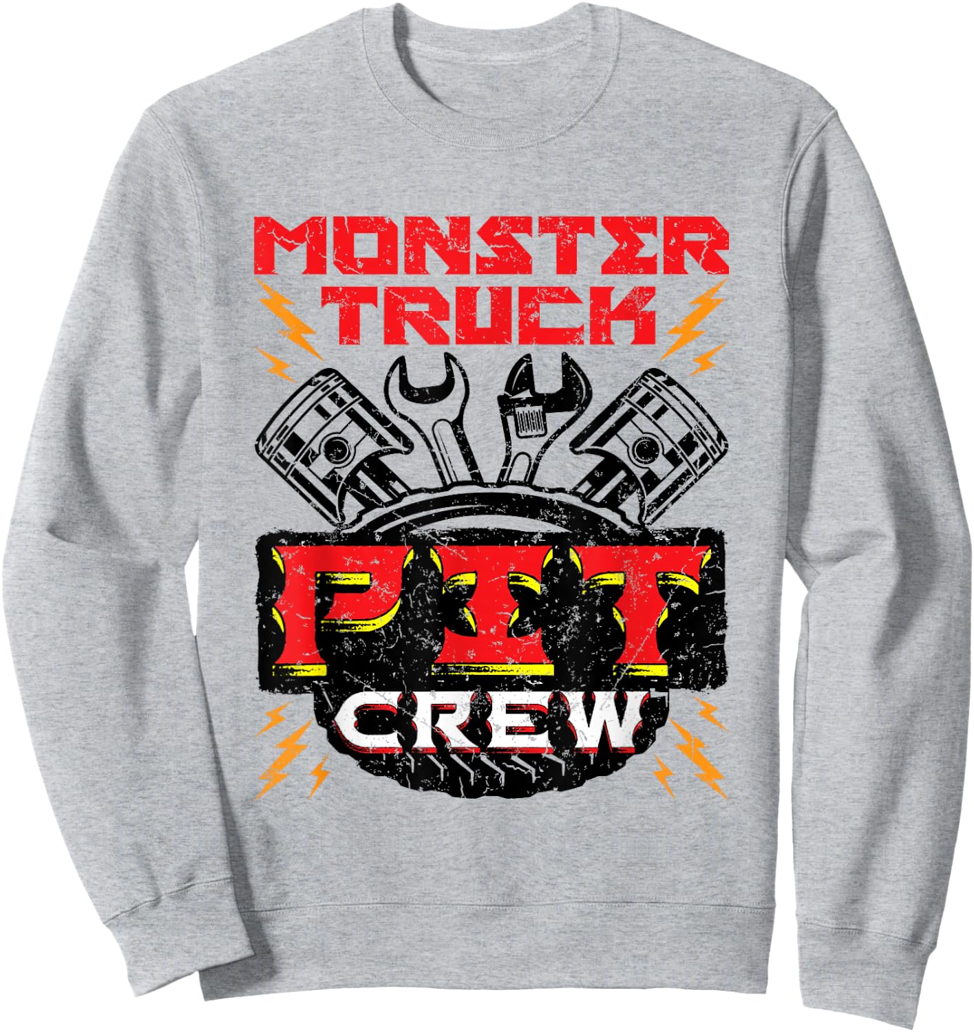 Monster Truck Pit Crew Men Boys Jam Rally Sweatshirt - Sweatshirt | Ash
