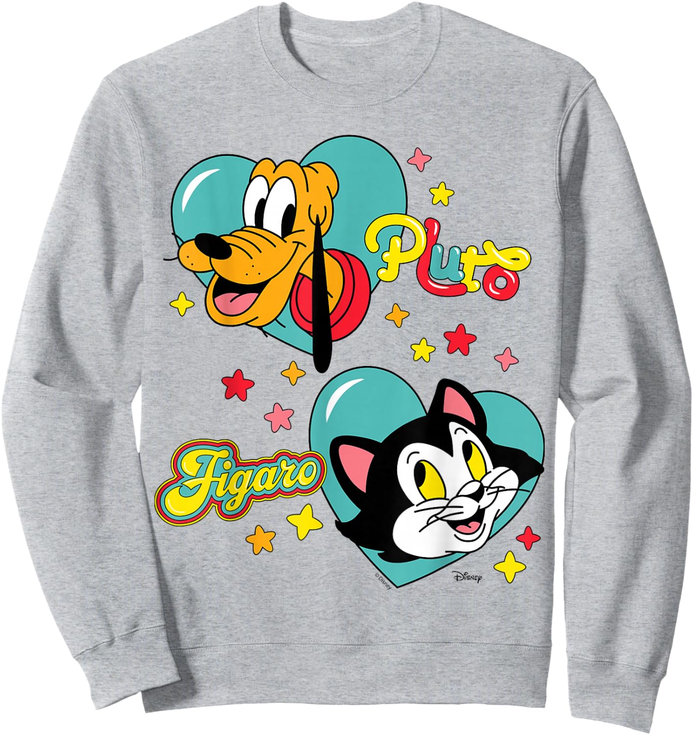 Pluto And Figaro Hearts And Stars Sweatshirt - Sweatshirt | Ash
