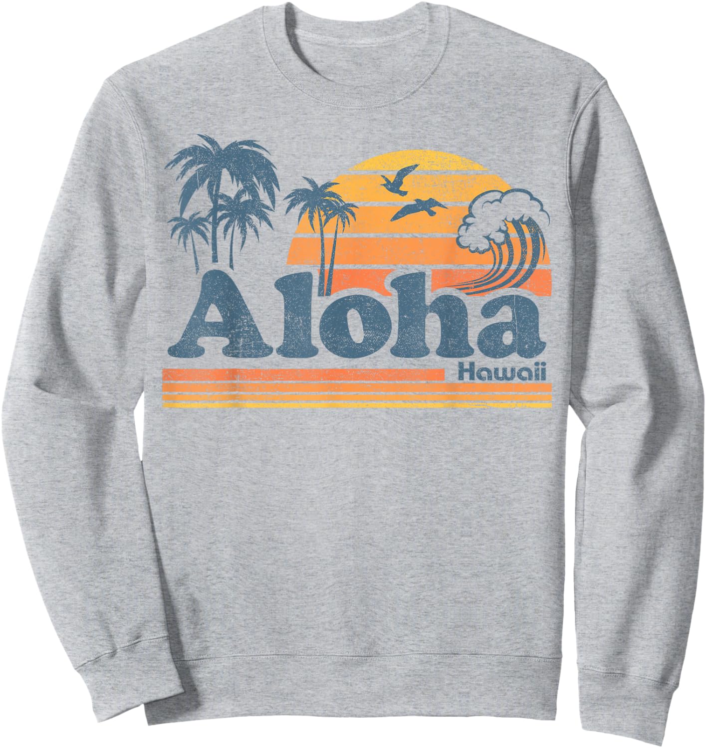 Aloha Hawaii Vintage Beach Summer Surfing 70s Retro Hawaiian Sweatshirt - Sweatshirt | Ash