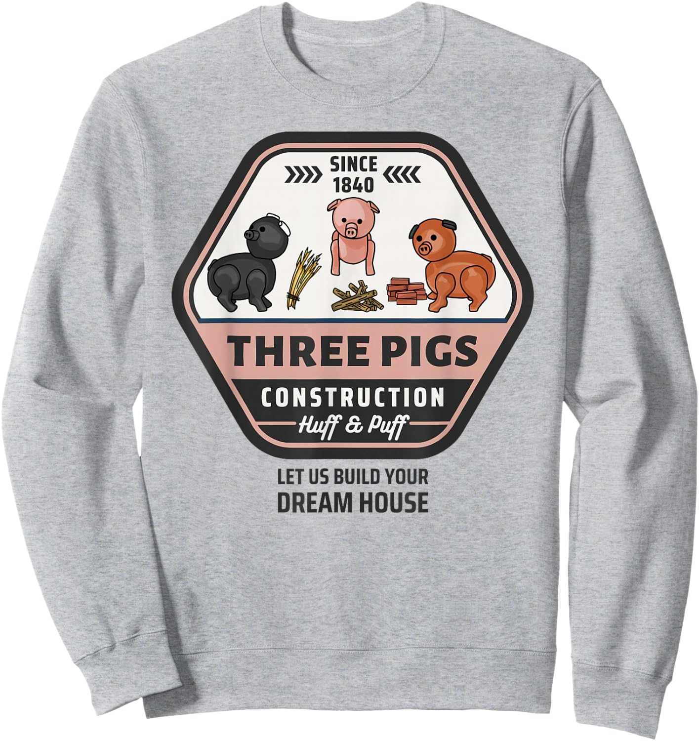 Three Pigs Construction Co. Logo Sweatshirt - Sweatshirt | Ash