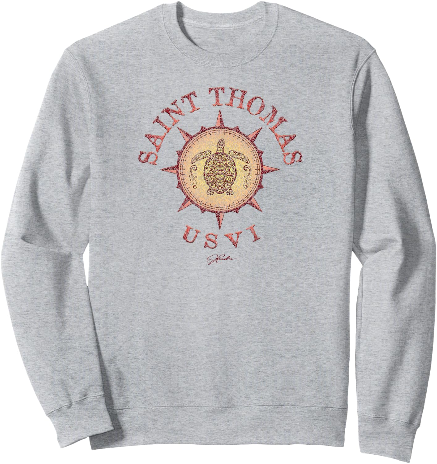 JCombs: Saint Thomas, USVI, Sea Turtle on Windrose Sweatshirt - Sweatshirt | Ash