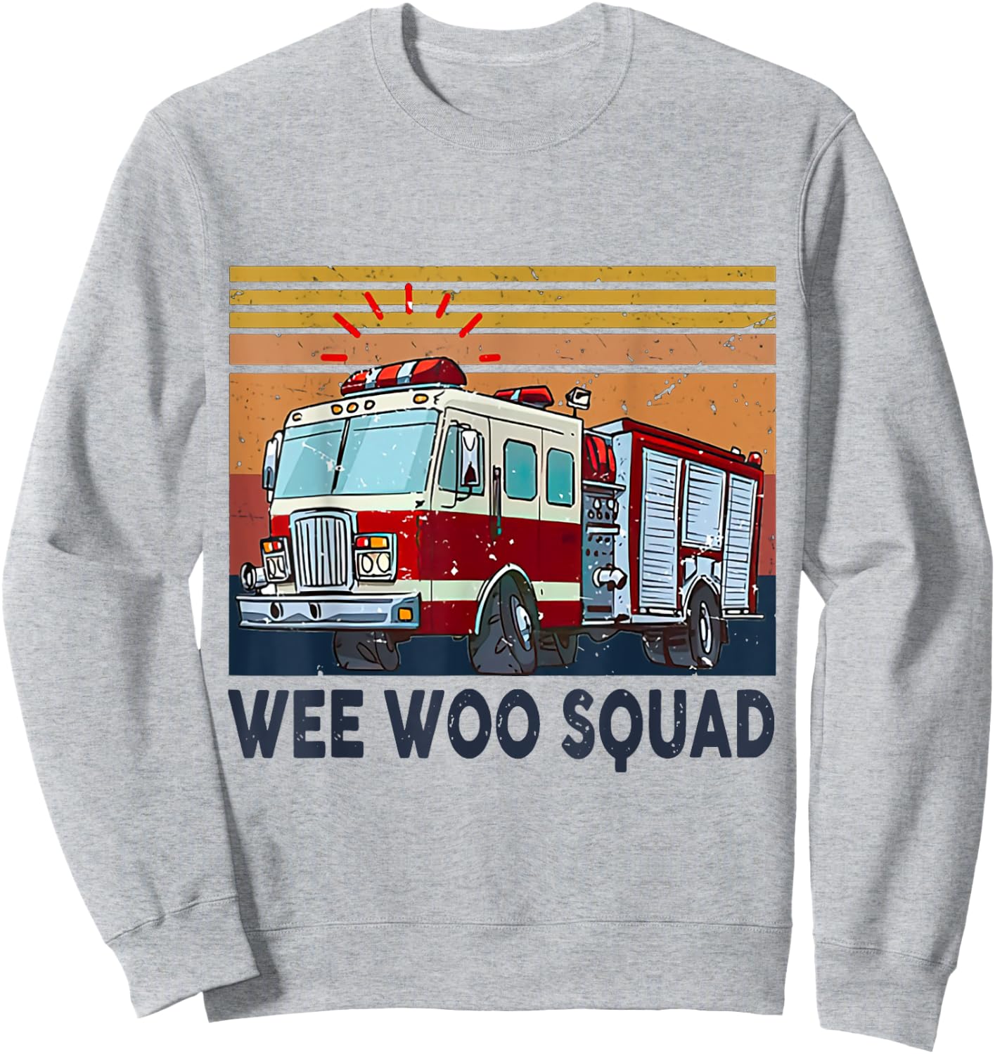 Wee Woo Squad Fire Truck Firefighter Vintage Sweatshirt - Sweatshirt | Ash