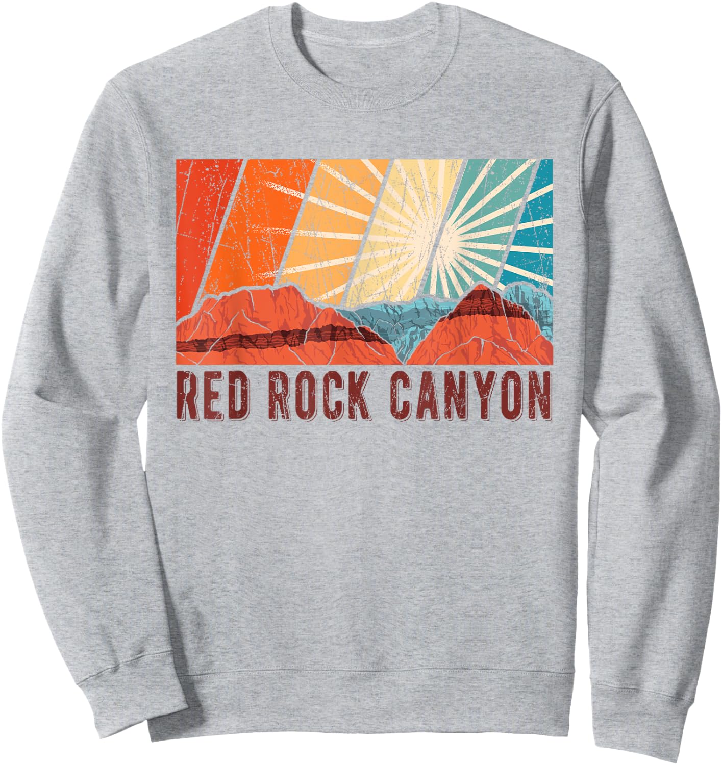 Retro Red Rock Canyon Nevada Souvenir Graphic Themed Print Sweatshirt - Sweatshirt | Ash