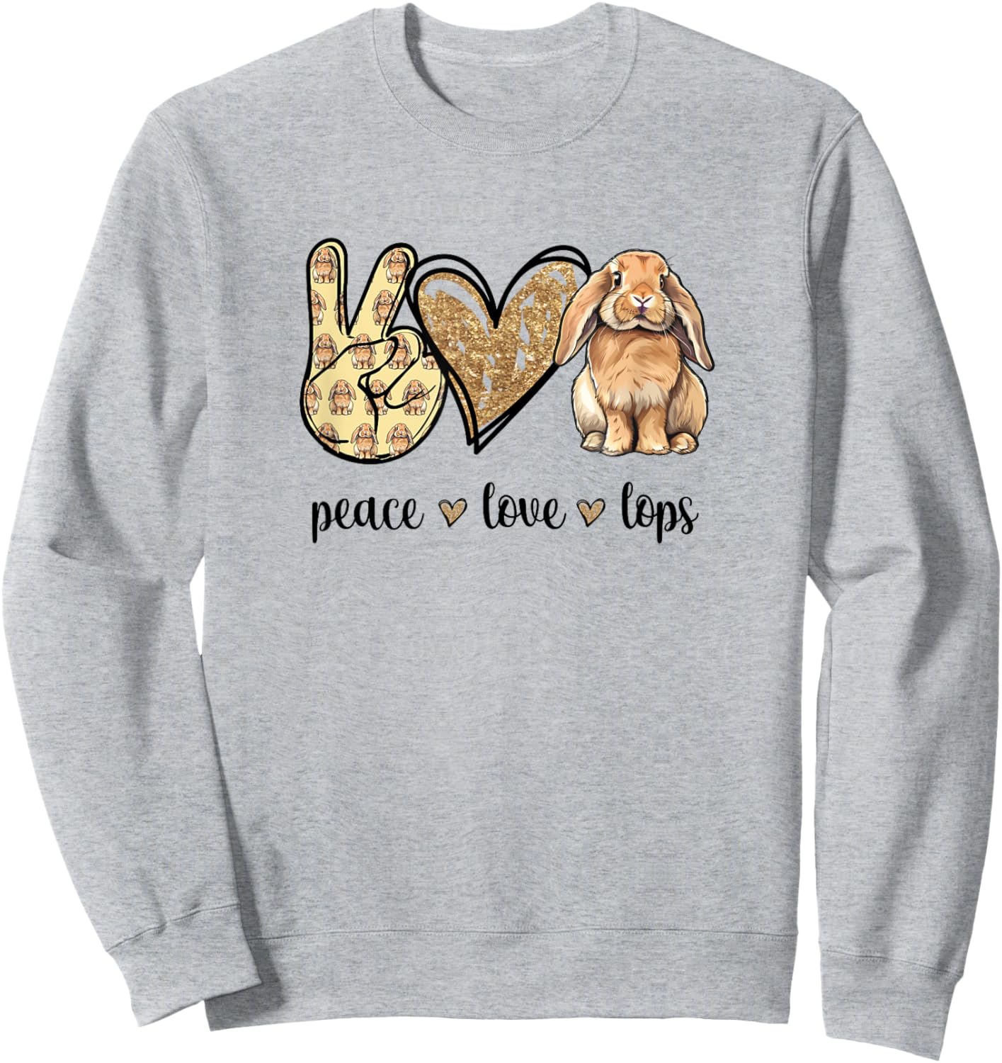Peace Love Mini Holland Lop Bunny Rabbit Lover Sweatshirt - Sweatshirt | Ash