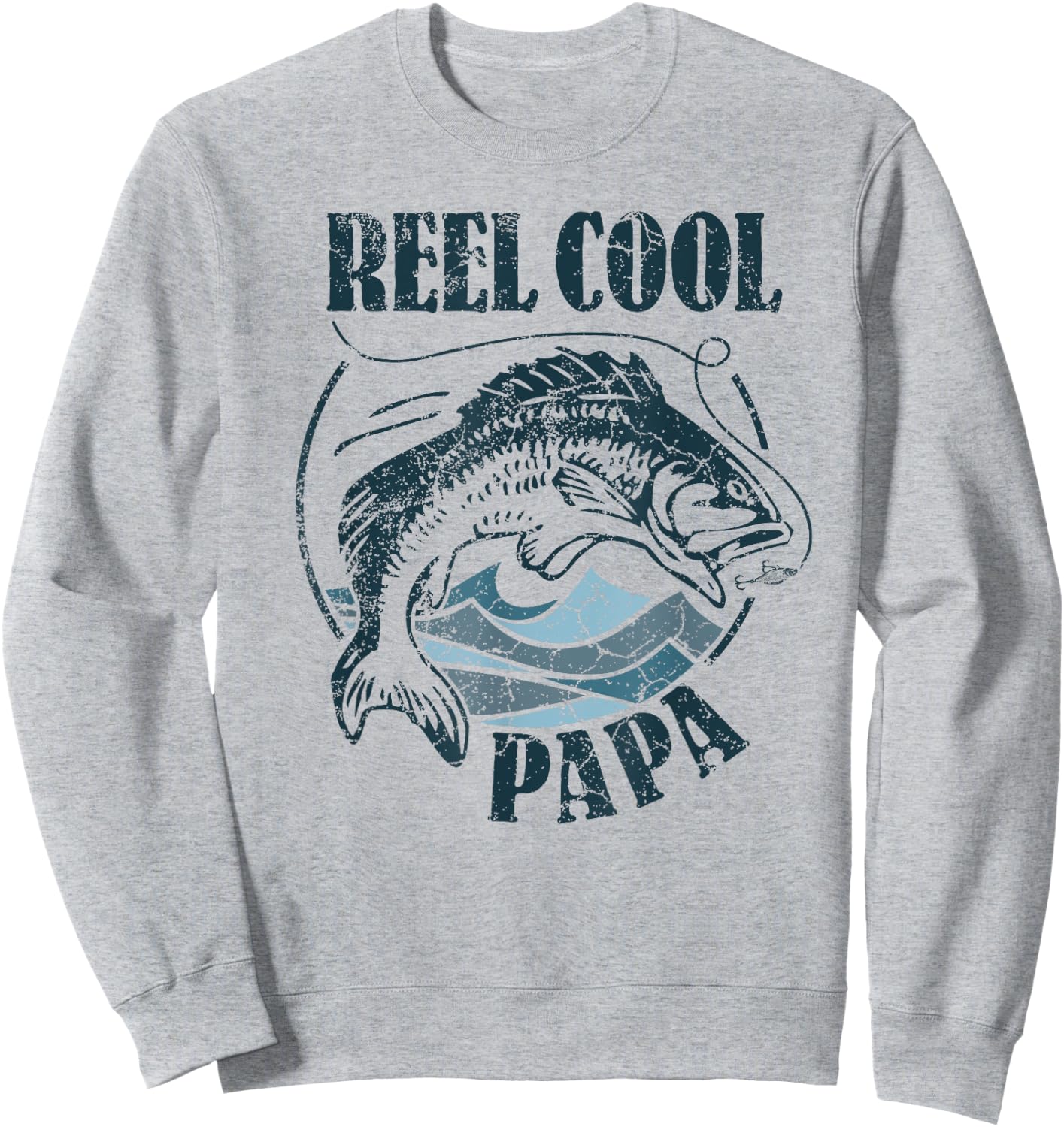 Reel Cool Papa Fishing Dad Gifts Father's Day Bass Fisherman Sweatshirt - Sweatshirt | Ash