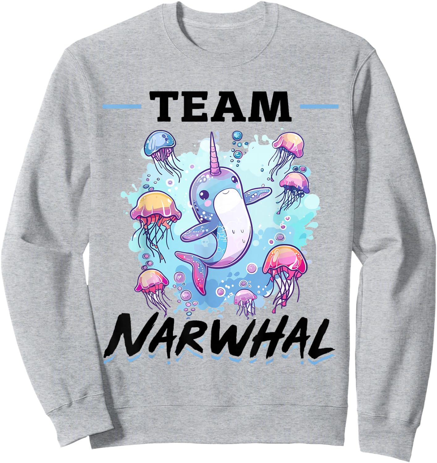 Funny Narwhal Jellyfish Animal Team Narwhal Sweatshirt - Sweatshirt | Ash