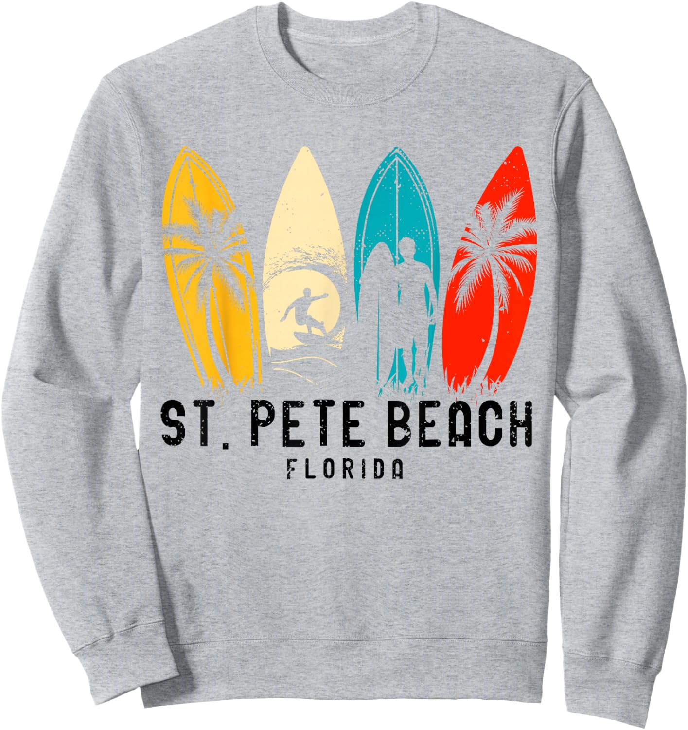 Vintage St Pete Beach Florida Surfboarder Sweatshirt - Sweatshirt | Ash