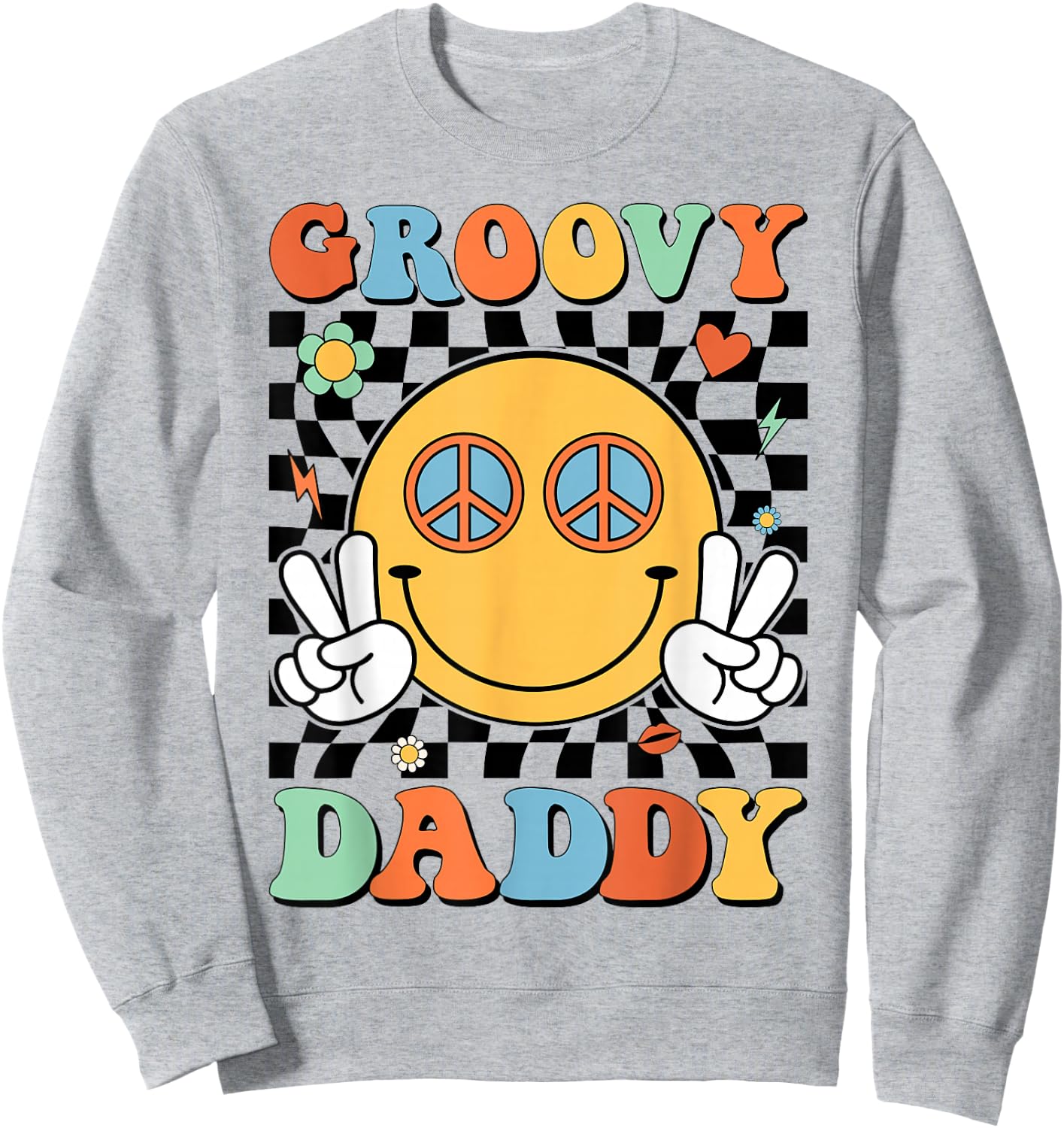 Groovy Daddy Matching Family 70s 80s Retro Hippie Costume Sweatshirt - Sweatshirt | Ash