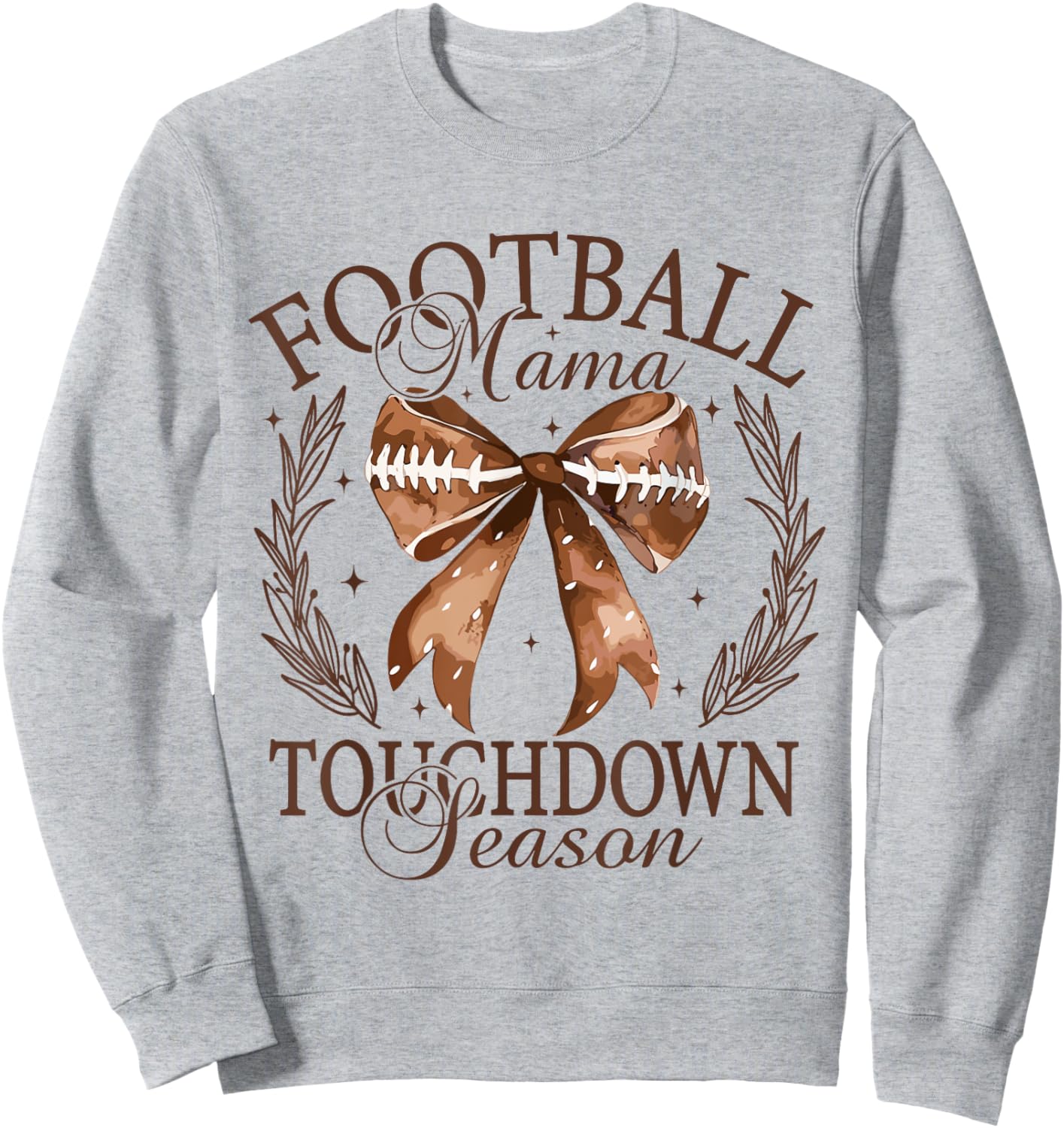 Football Mama Fall Coquette Thanksgiving Touchdown Season Sweatshirt - Sweatshirt | Ash