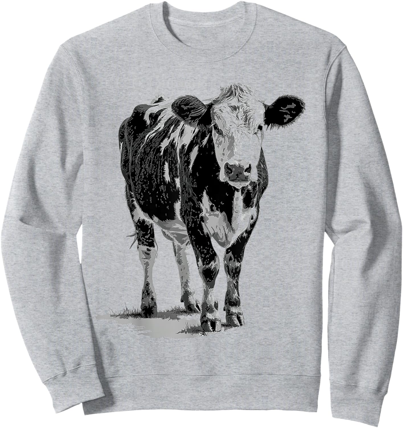 Cow Animal Print Motif Drawing Artwork Cow Sweatshirt - Sweatshirt | Ash
