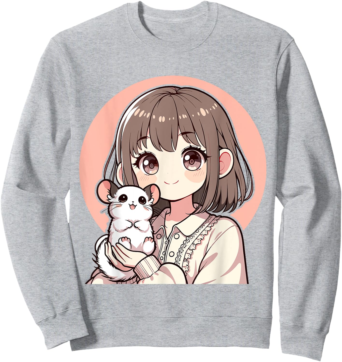 Kawaii Anime Girl with Chinchilla Pet Otaku For Girls Kids Sweatshirt - Sweatshirt | Ash