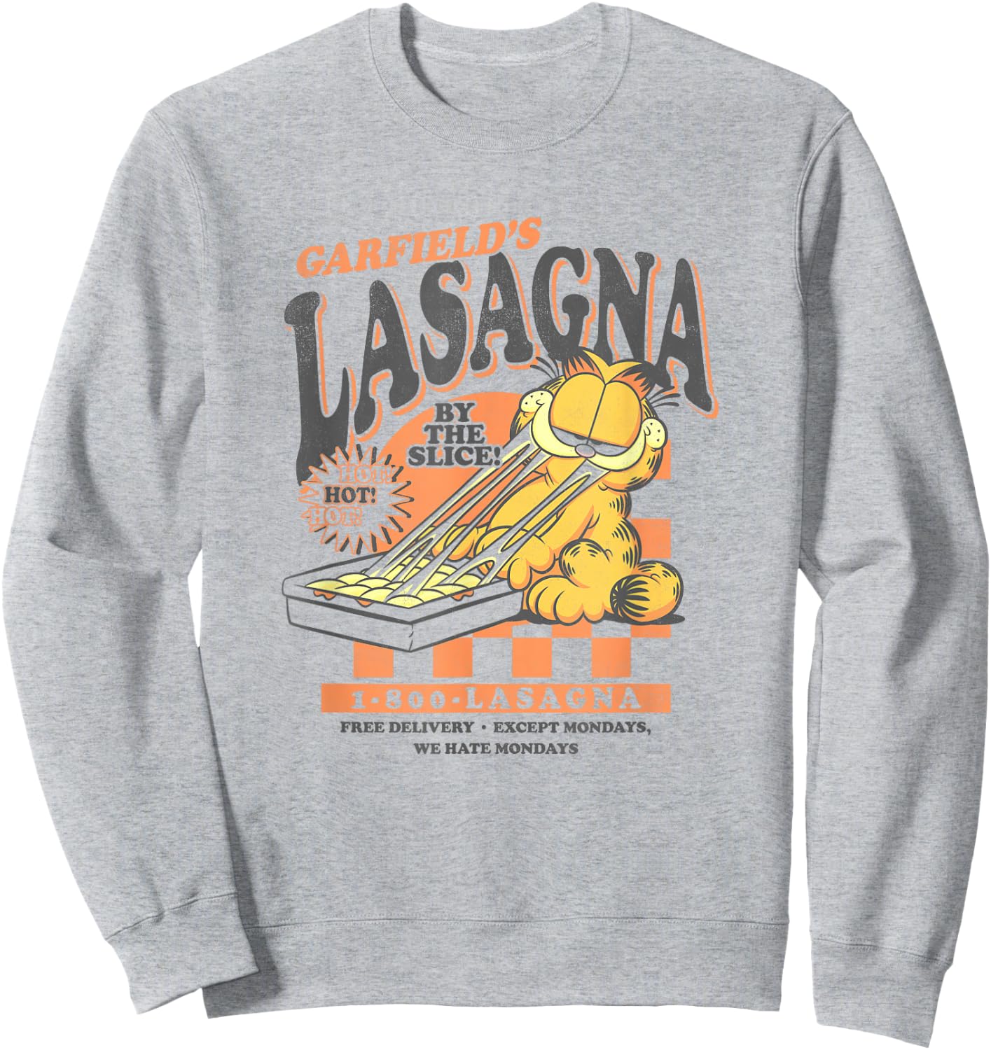 Garfield Vintage by The Slice Garfield's Lasagna Poster Sweatshirt - Sweatshirt | Ash