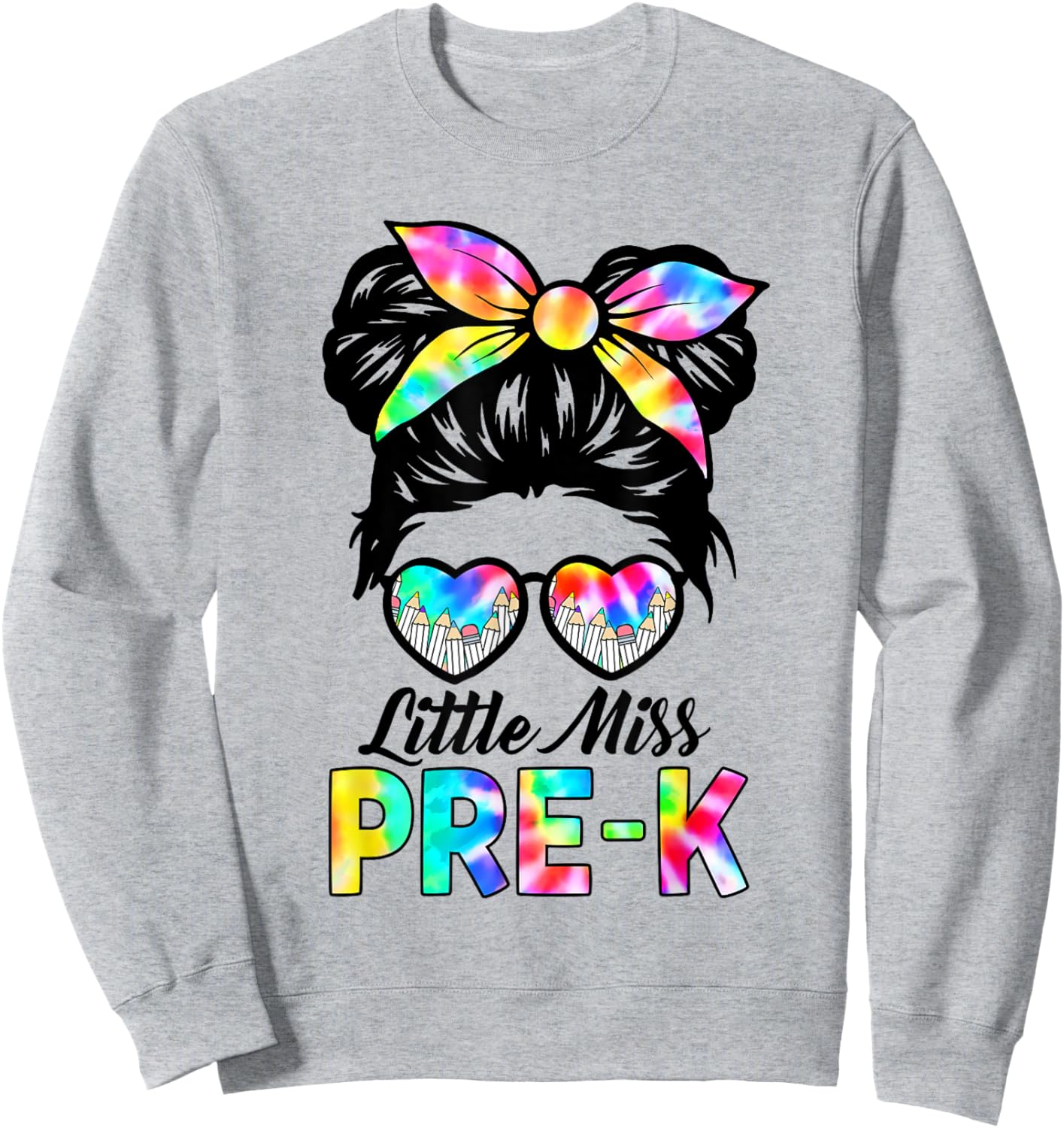 Little Miss PRE-K 1st Day Back To School Preschool Girls Kid Sweatshirt - Sweatshirt | Ash