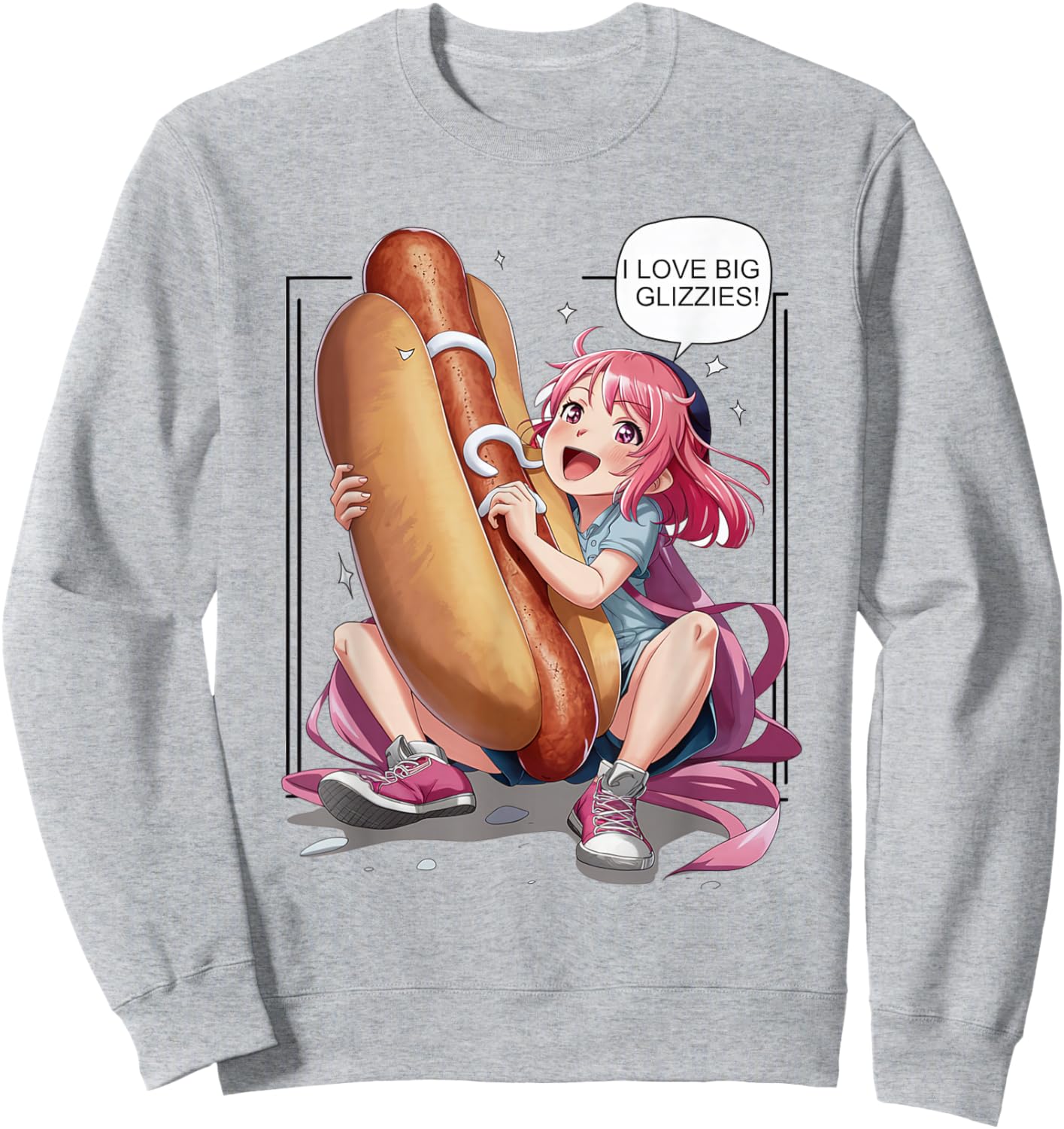 I Love Big Glizzies Anime Girl Sweatshirt - Sweatshirt | Ash