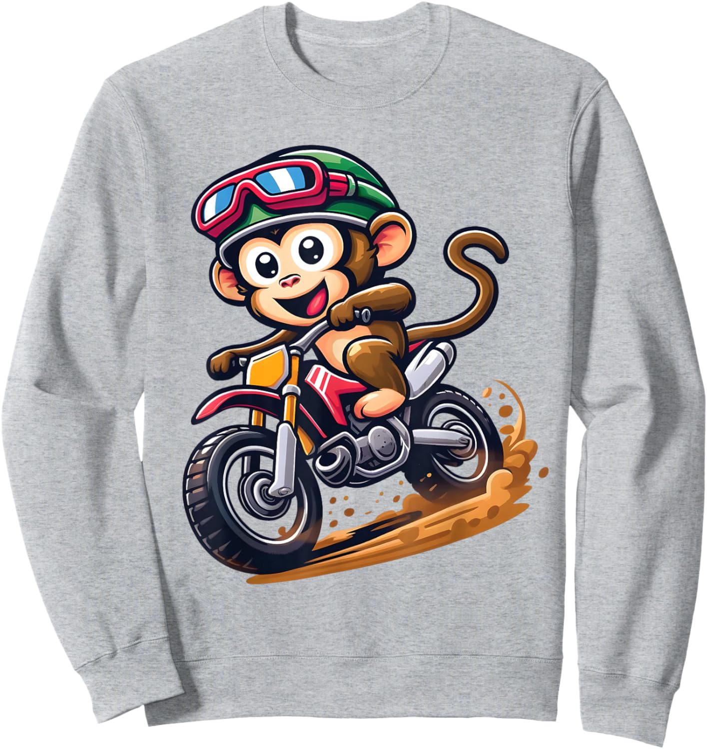 Cute Monkey Riding Dirt Bike Motocross Kids Boys Dirtbike Sweatshirt - Sweatshirt | Ash
