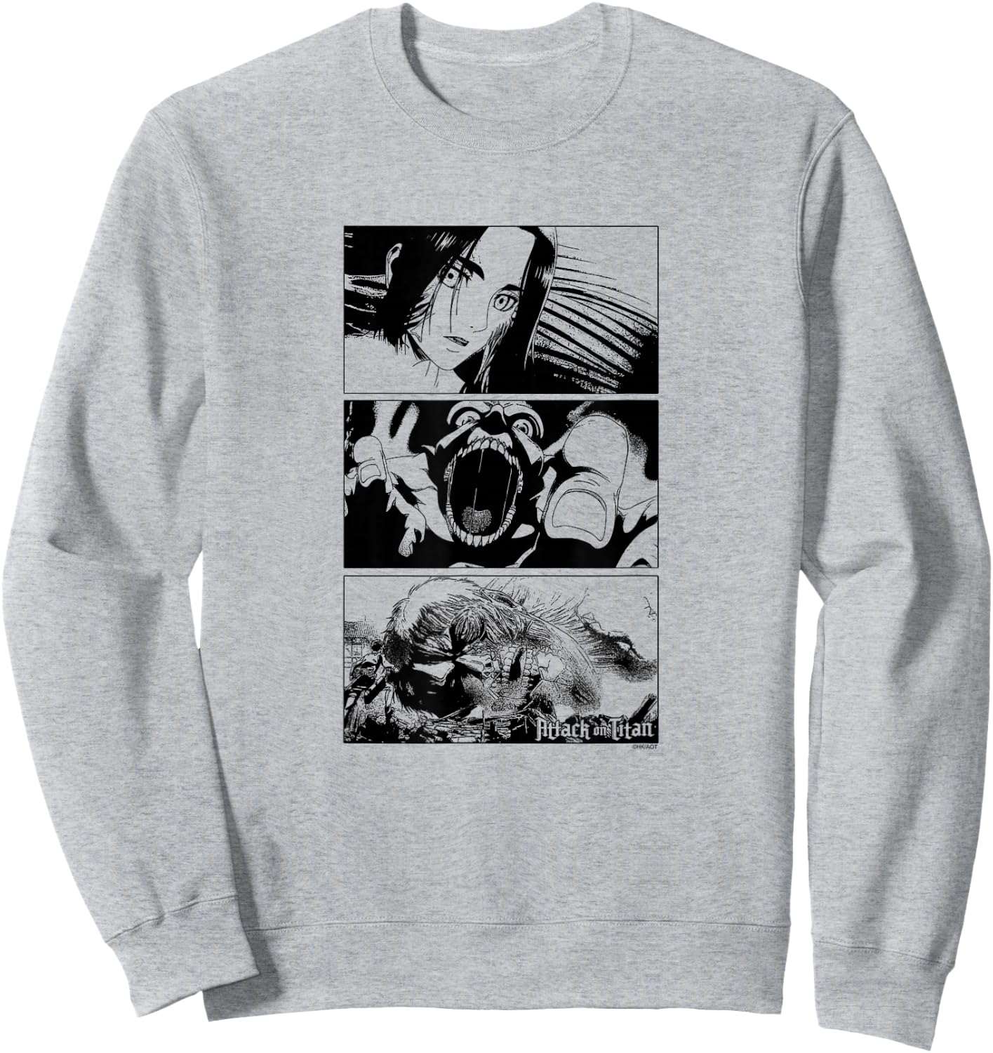 Attack on Titan Season 3 Stacked Scenes Black and White Sweatshirt - Sweatshirt | Ash