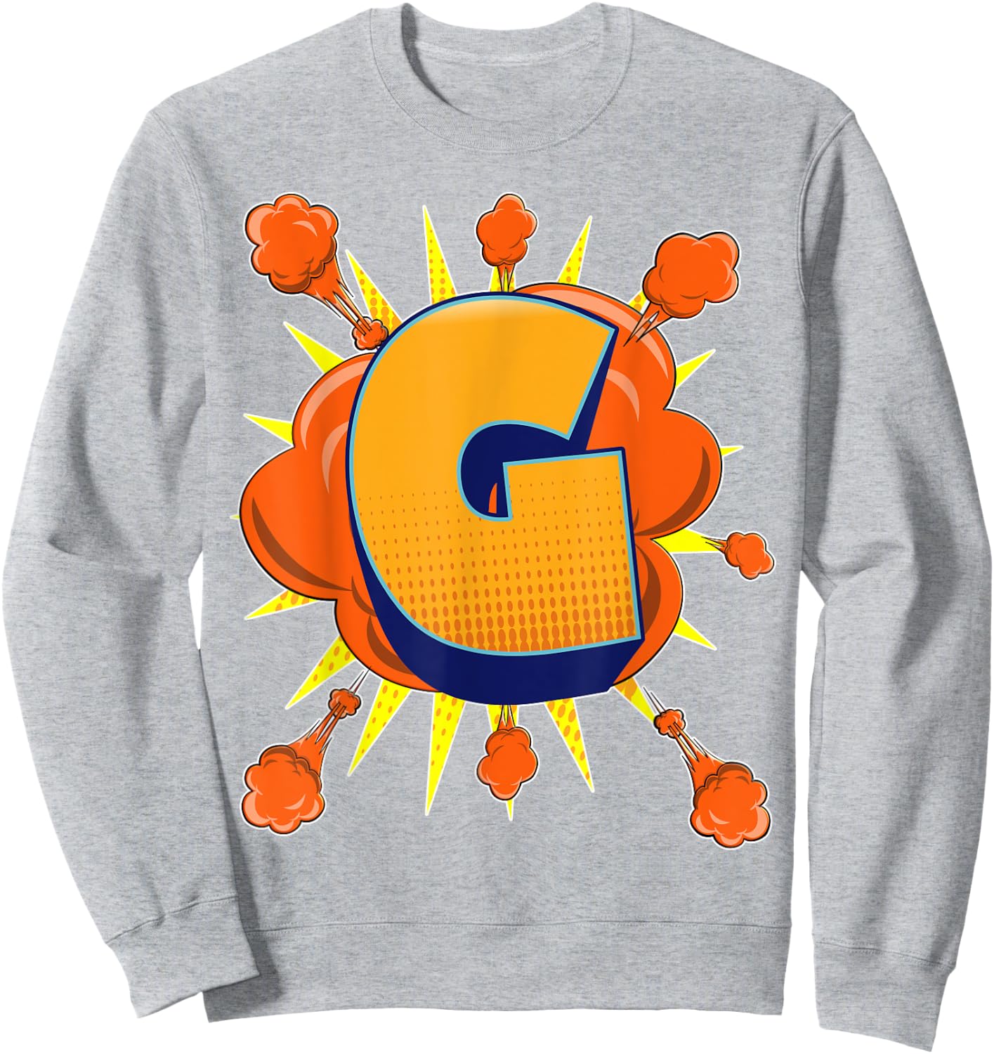 Letter G Initial Comic Book Vintage Matching Family Fun Gift Sweatshirt - Sweatshirt | Ash
