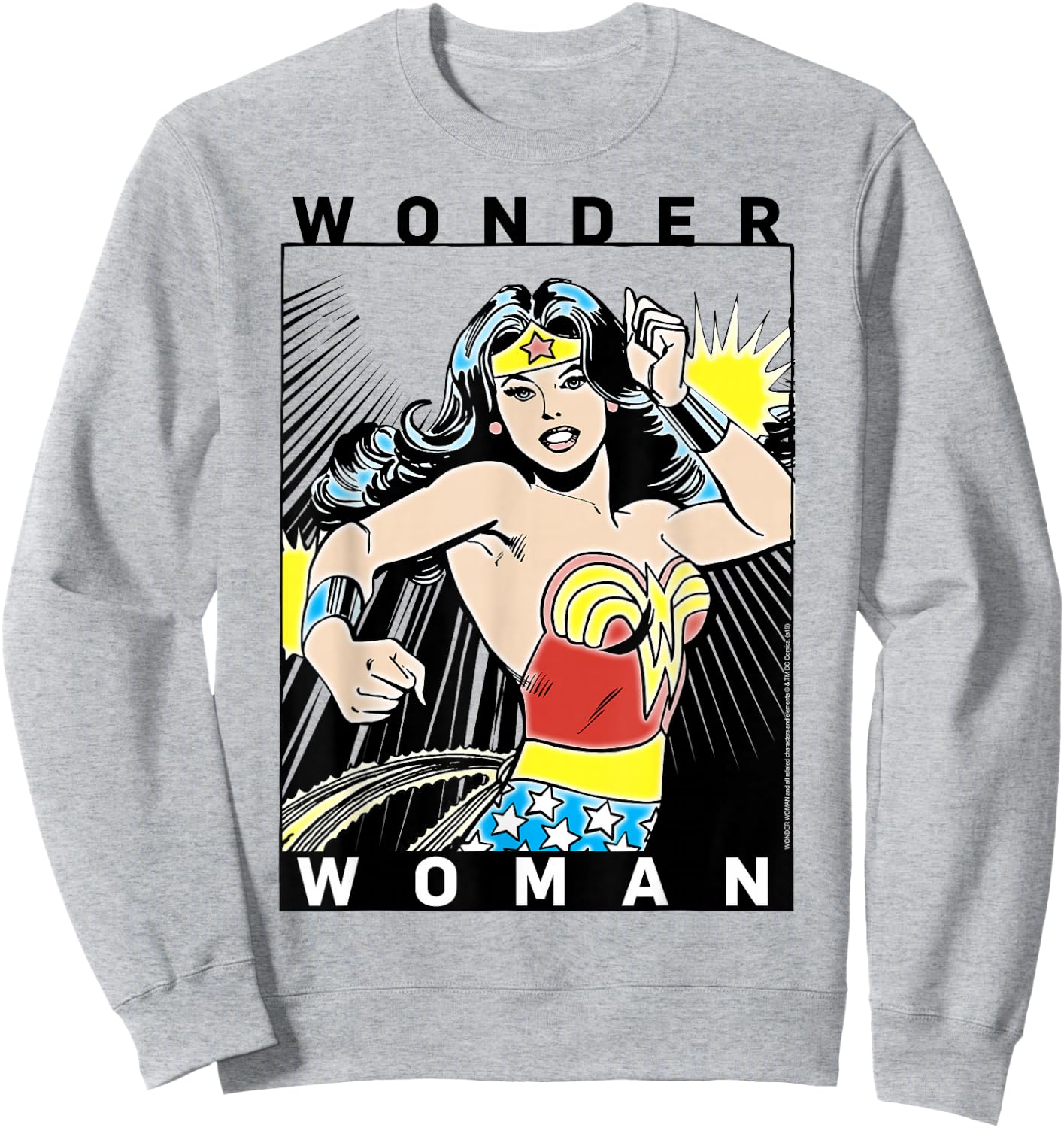 DC Comics Wonder Woman Vintage Style Comic Book Poster Sweatshirt - Sweatshirt | Ash