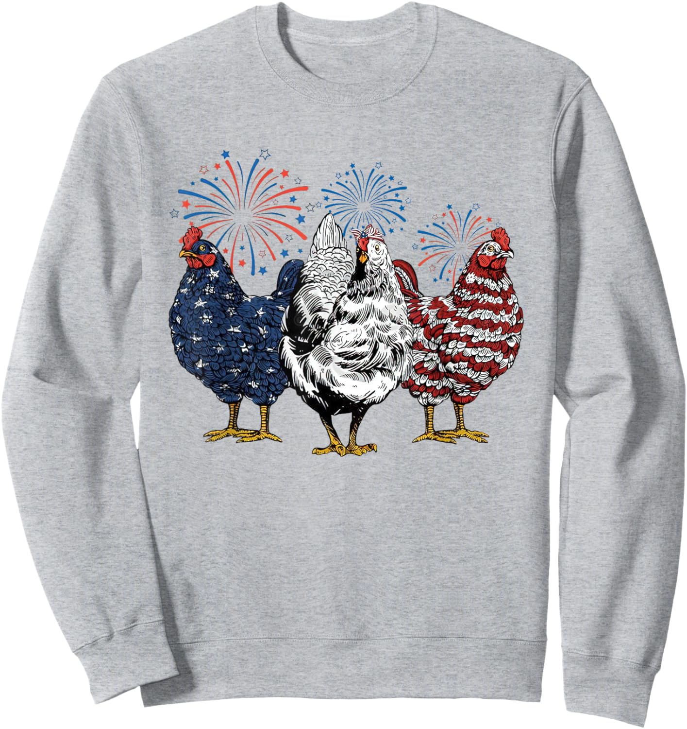 Patriotic USA Chicken Retro American 4th Of July Men Women Sweatshirt - Sweatshirt | Ash