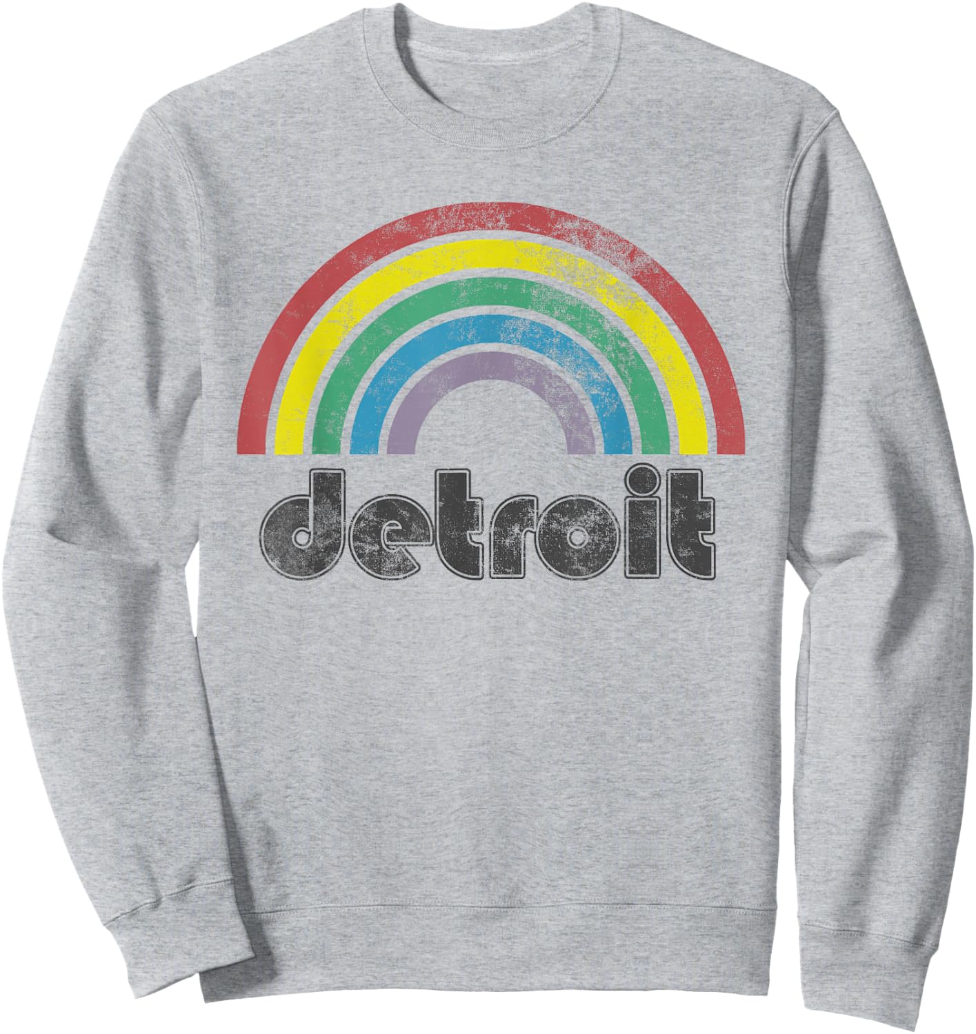 Detroit Rainbow 70's 80's Style Retro Men Women Sweatshirt - Sweatshirt | Ash