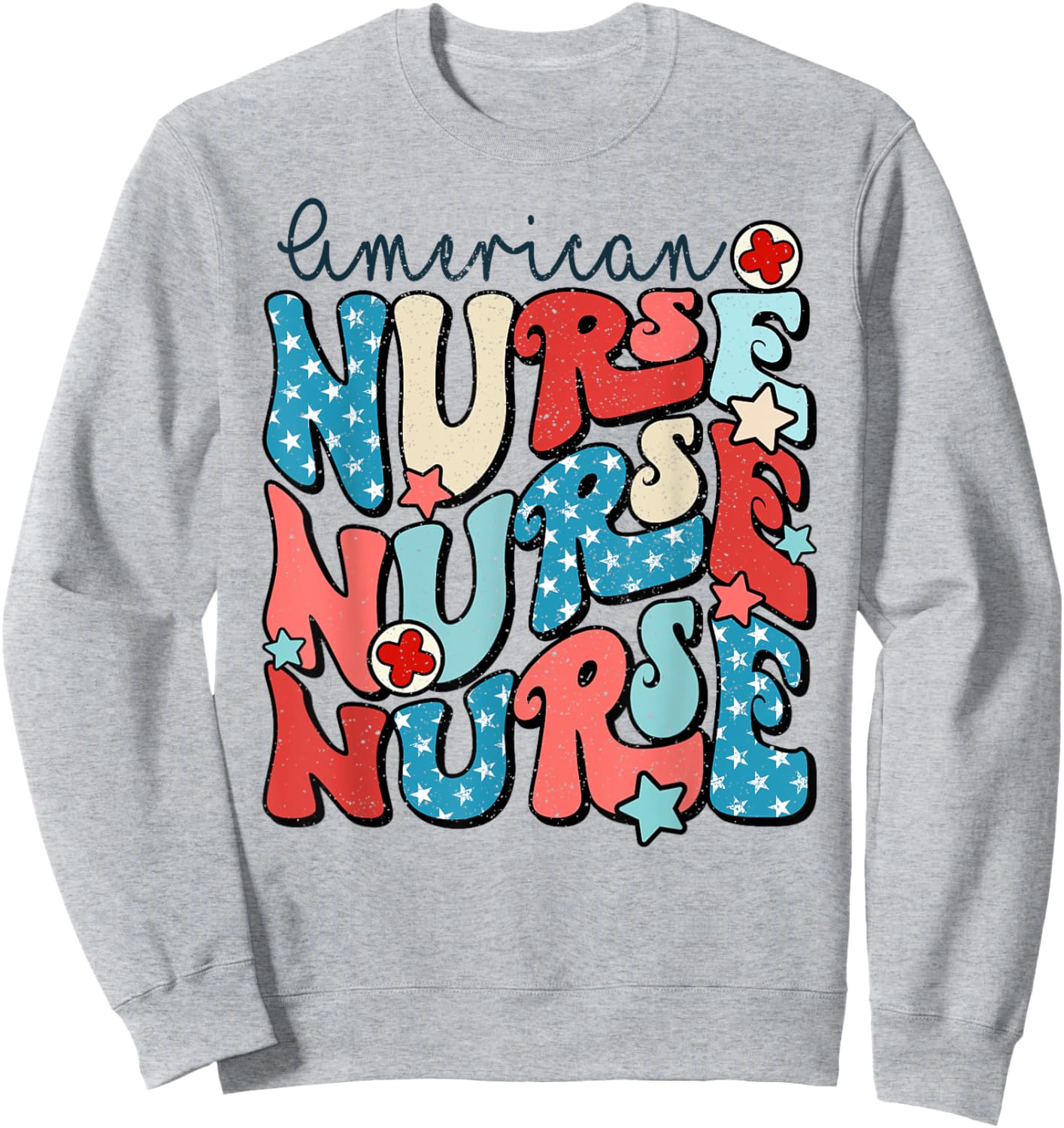 American Nurse 4th Of July Patriotic Nurse Memorial Day Sweatshirt - Sweatshirt | Ash