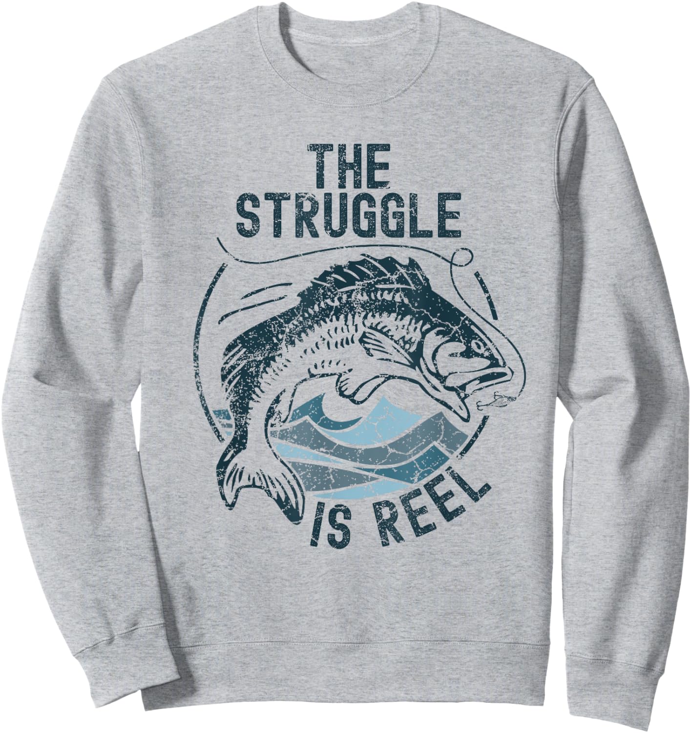 Funny Fishing The Struggle is Reel Fisherman Bass Fish Gift Sweatshirt - Sweatshirt | Ash