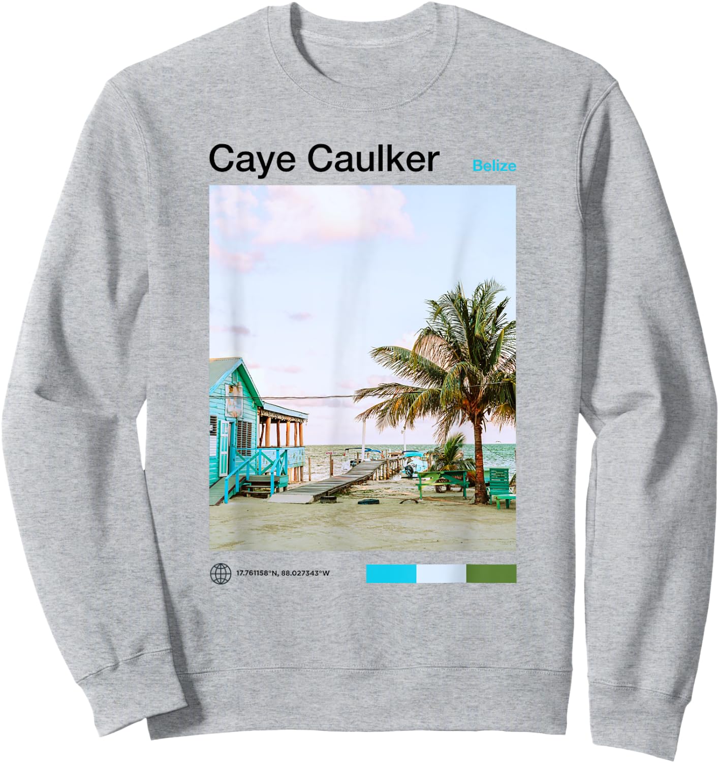 Caye Caulker Travel Art - Belize Souvenir - Belizean Sweatshirt - Sweatshirt | Ash