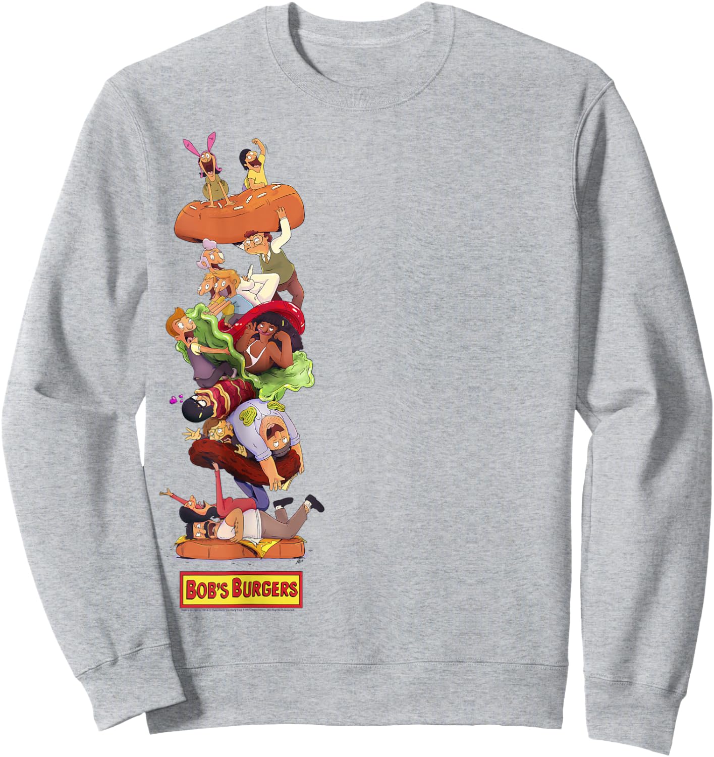 Bob's Burgers Group Shot Burger Stack Sweatshirt - Sweatshirt | Ash