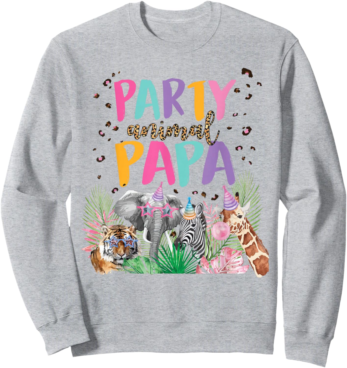 Papa Of The Birthday Boy Girl Zoo Theme Animal Party Sweatshirt - Sweatshirt | Ash