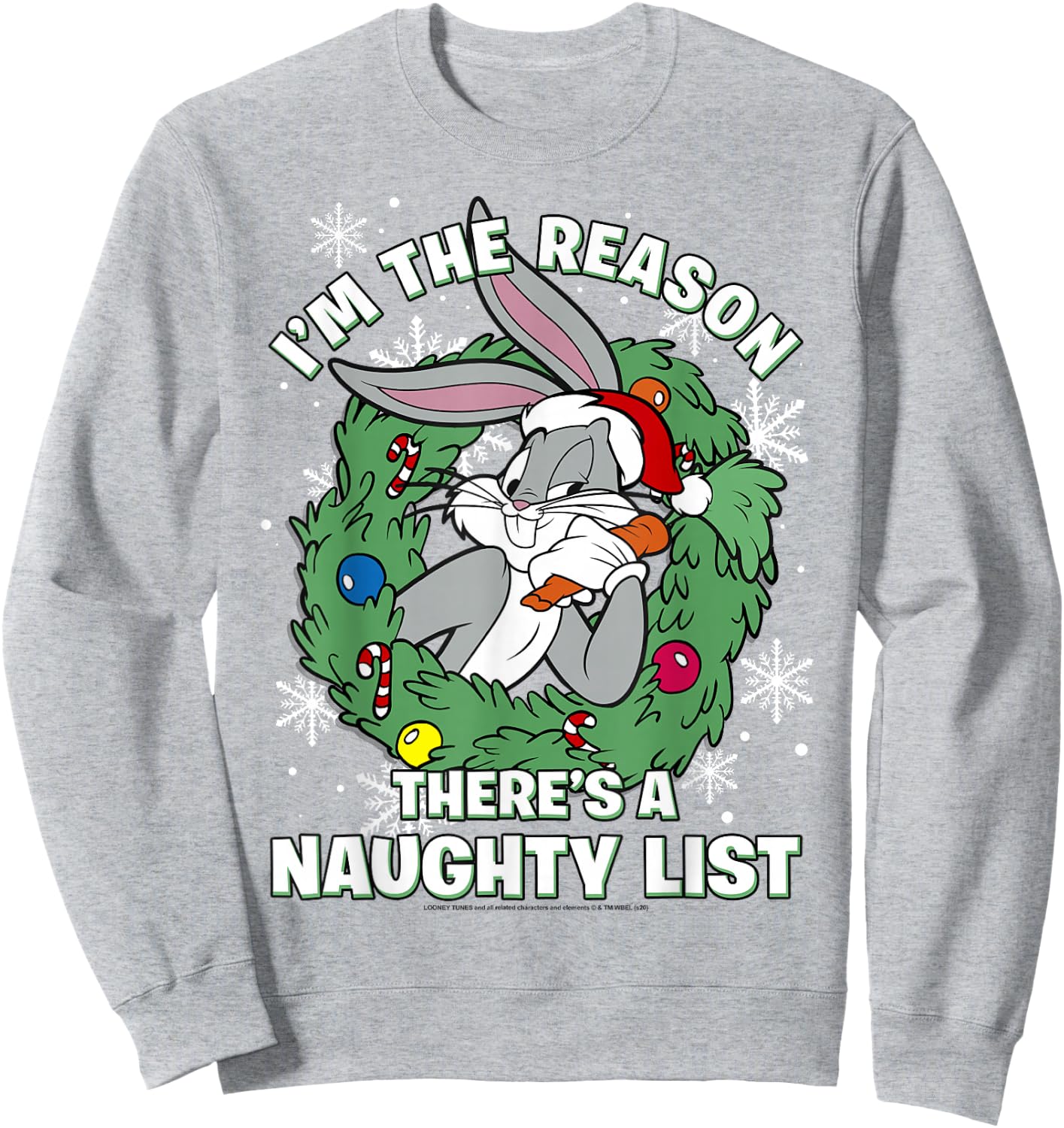 Looney Tunes Christmas Bugs Reason There's A Naughty List Sweatshirt - Sweatshirt | Ash