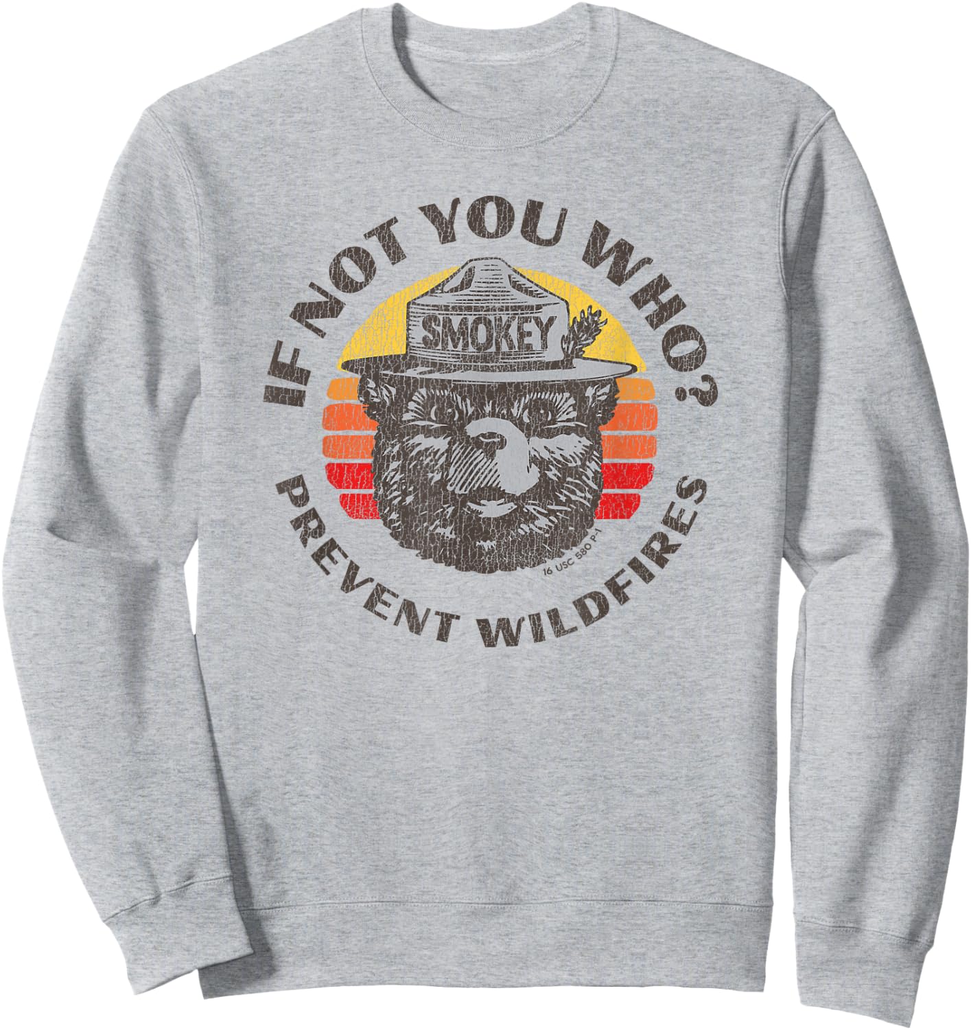 If Not You Who? Vintage Smokey Bear 80s Sunset Sweatshirt - Sweatshirt | Ash