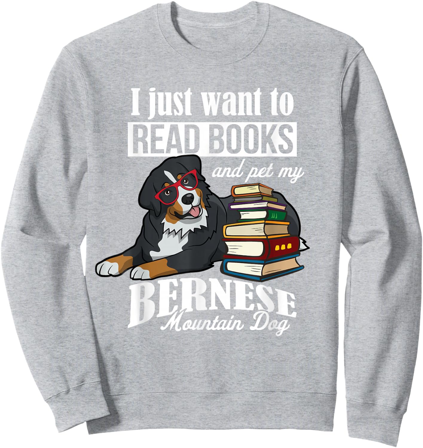 Retro Vintage Read Books Bernese Mountain Dog Lover Sweatshirt - Sweatshirt | Ash