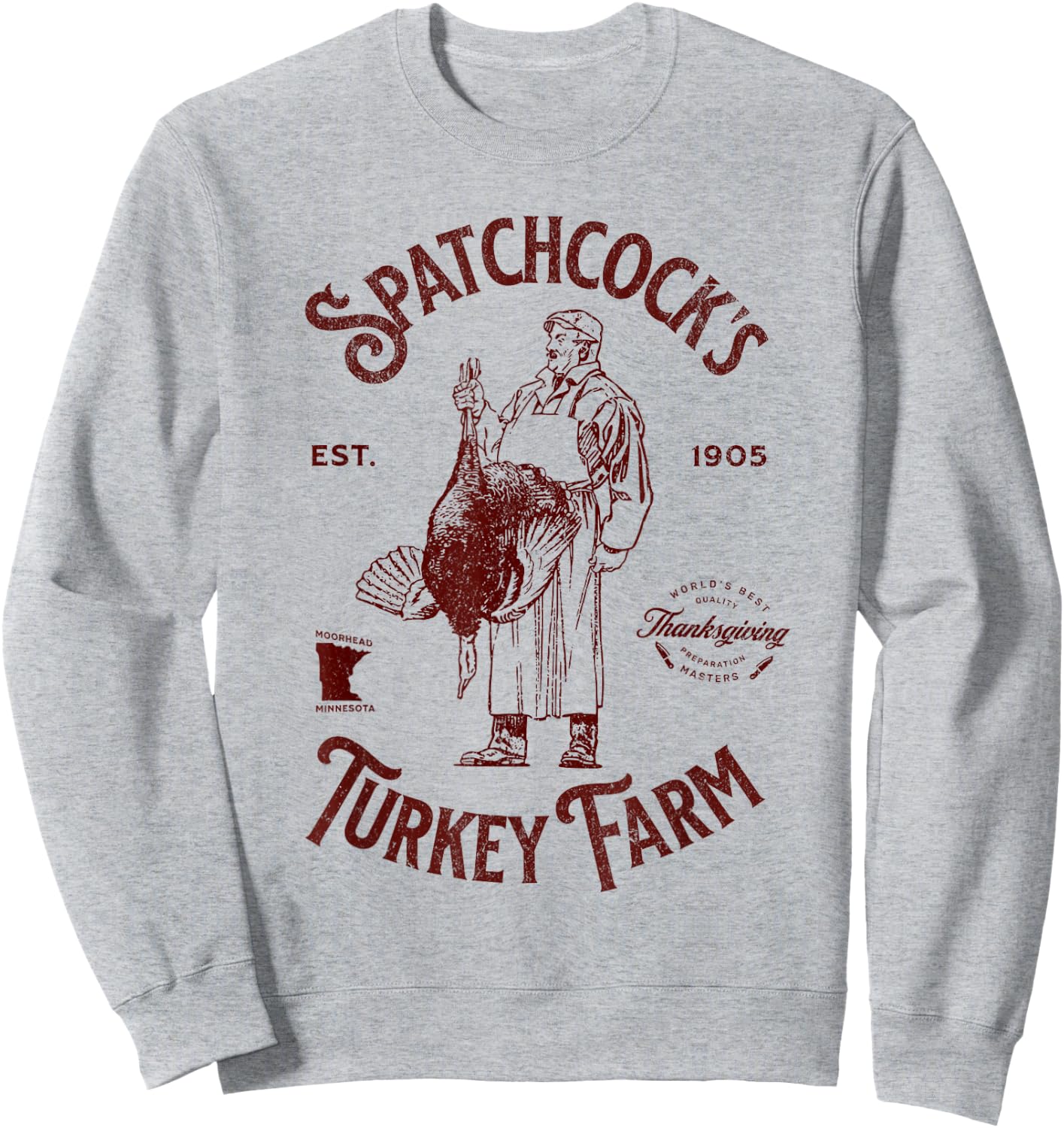 Spatchcock's Turkey Farm Vintage Distressed Thanksgiving Sweatshirt - Sweatshirt | Ash