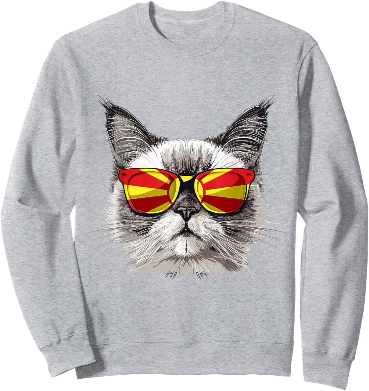 Macedonia Flag Cat Mom Souvenirs Products Kitten Macedonian Sweatshirt - Sweatshirt | Ash