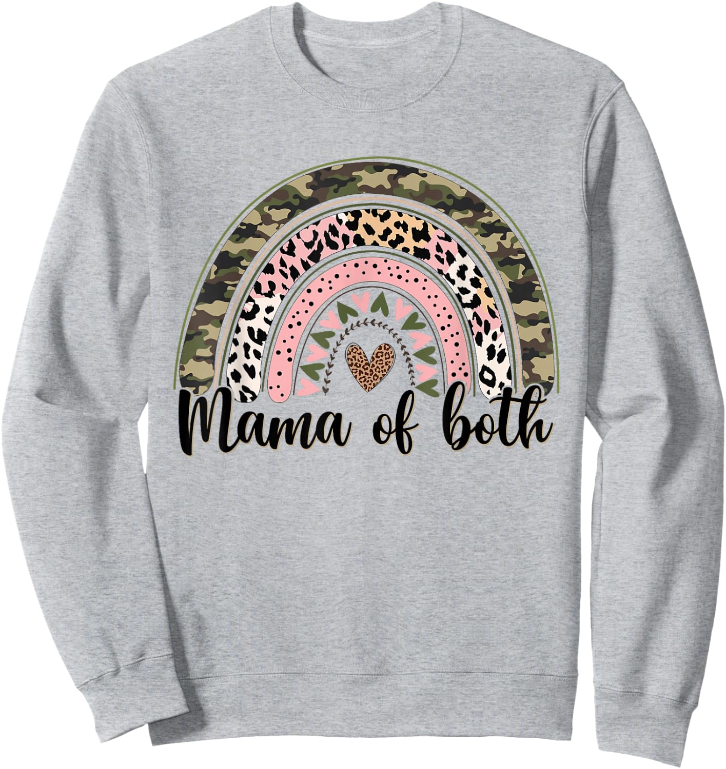 Glitter & Dirt Mom Mama of Both Leopard & Camo Mother's Day Sweatshirt - Sweatshirt | Ash